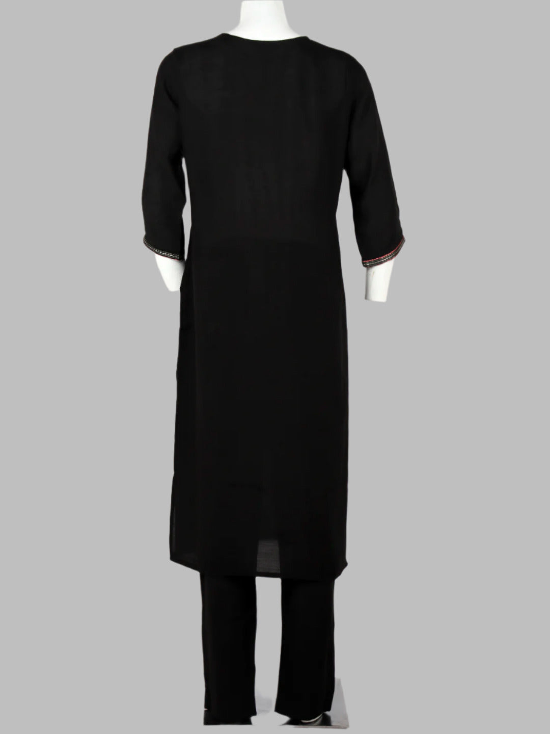 Women Cotton Embroidered Kurti Set Black EKS40