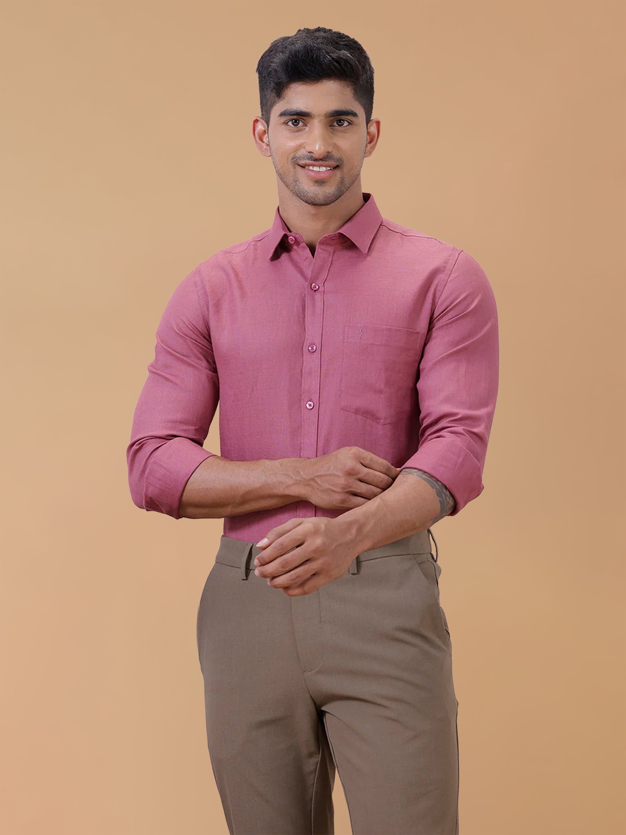 Pure Linen purple Pink Smart Fit Shirt L122