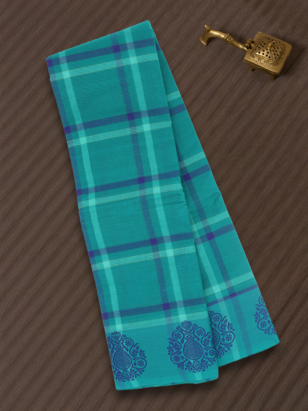 Women Pine Green Pure Chettinad Cotton Saree PCS207