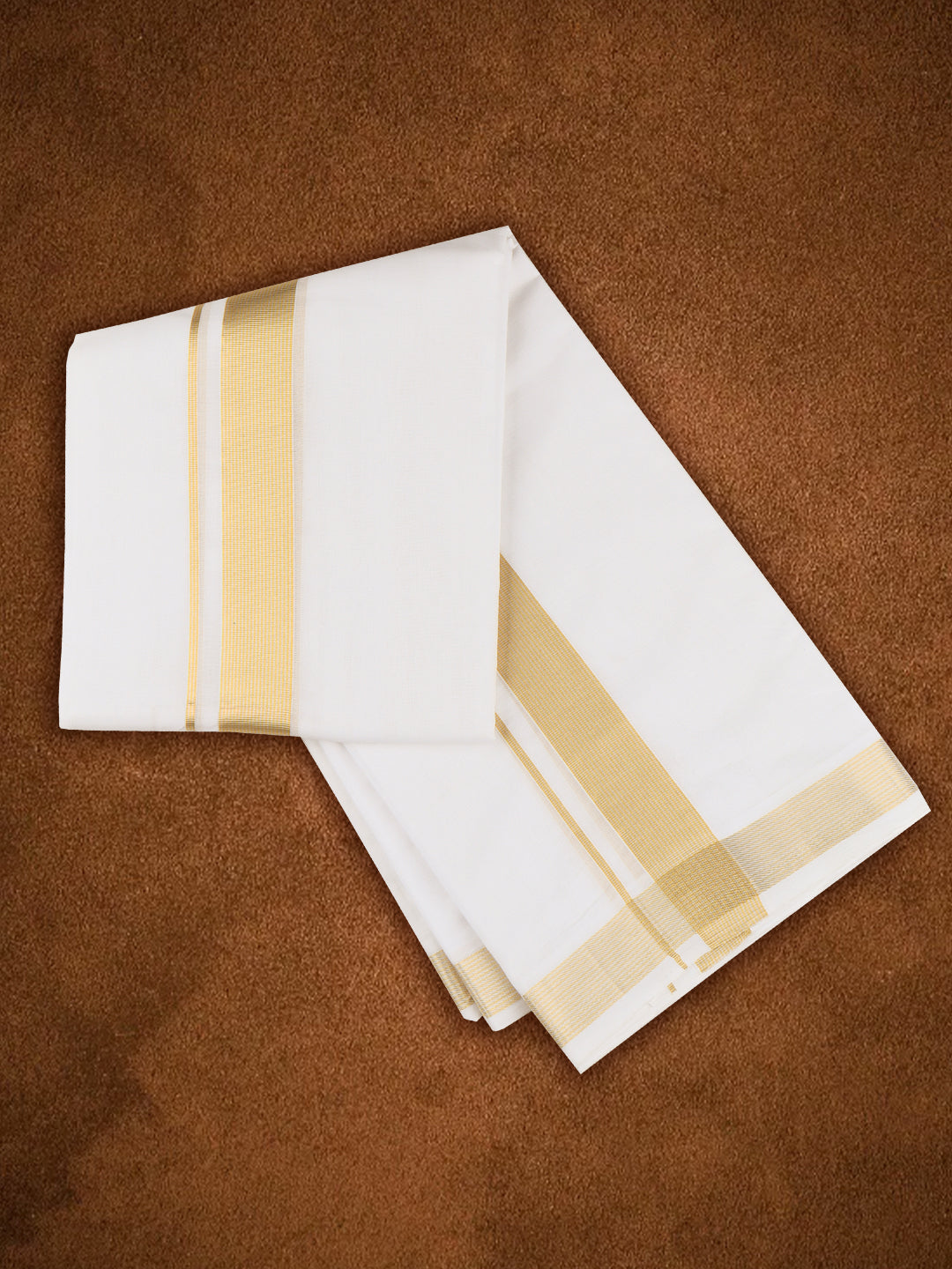 Men Premium Handloom Dhoti Gold Fancy Jari Border HLM27