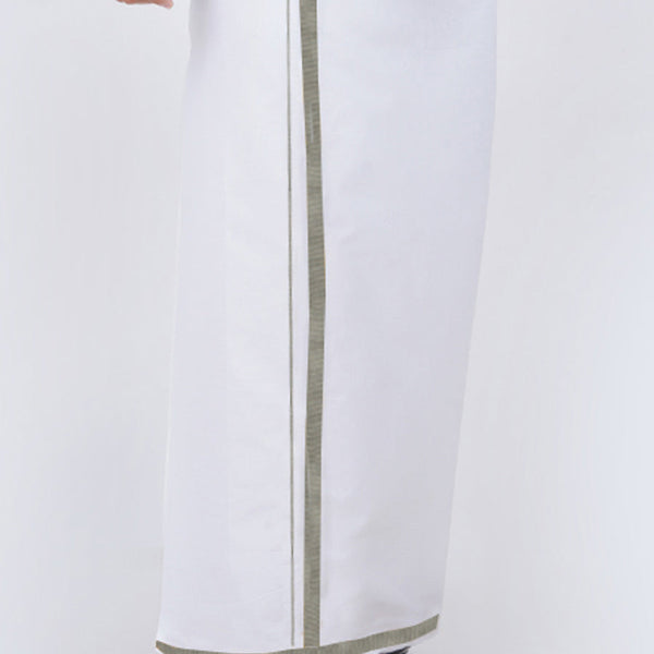 Readymade Adjustable Silver Jari White Double Dhoti 114498SIL