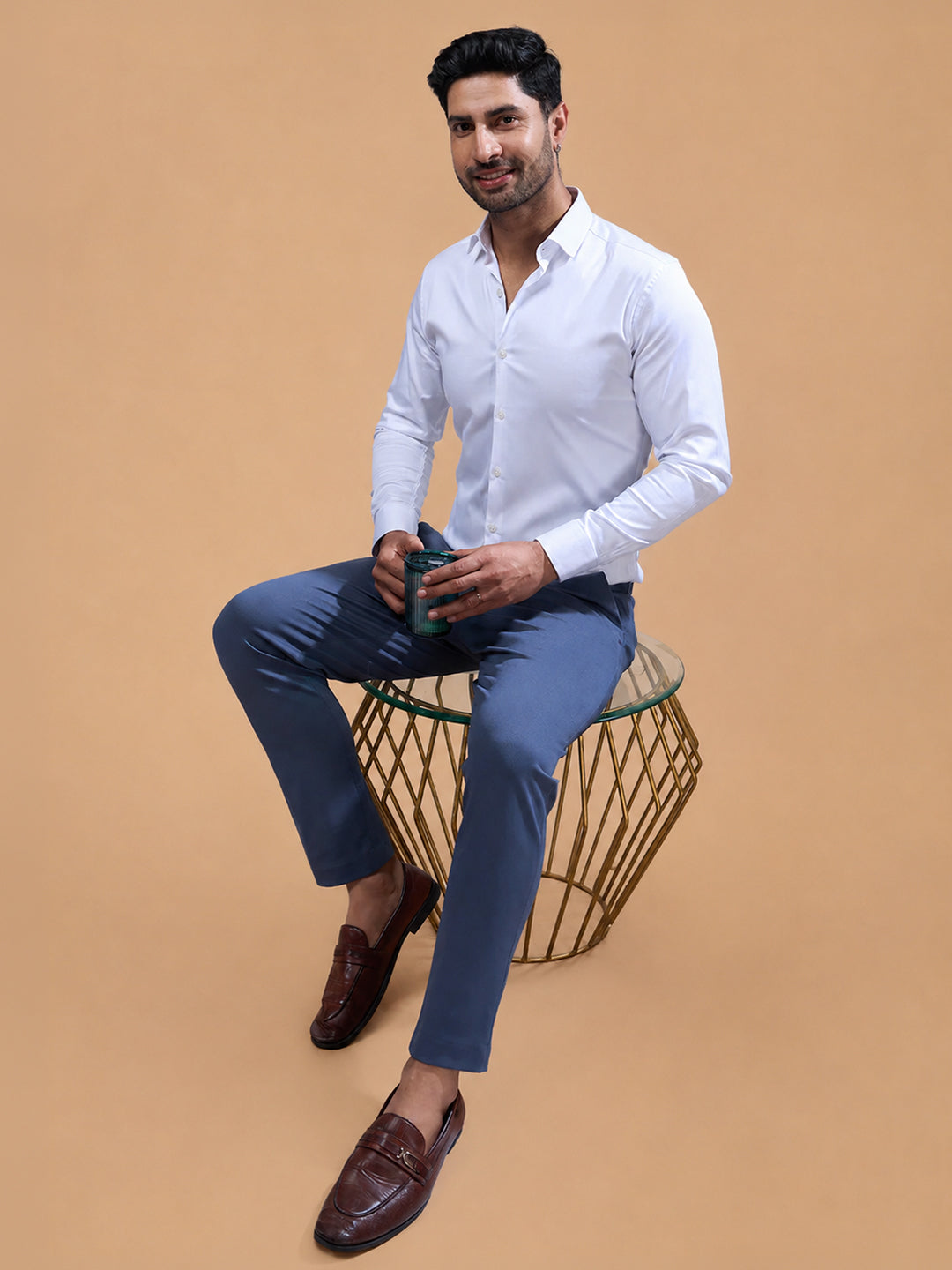 Stretch Cotton White Shirt – 2 Way Comfort
