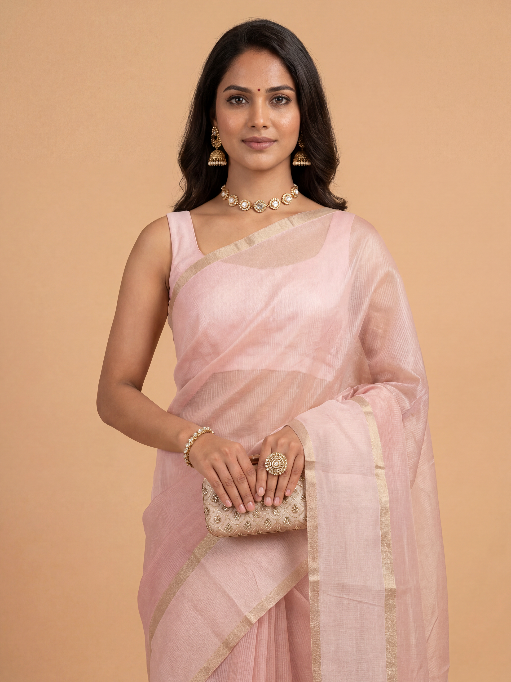 Women Art Silk Pink Saree ASS135