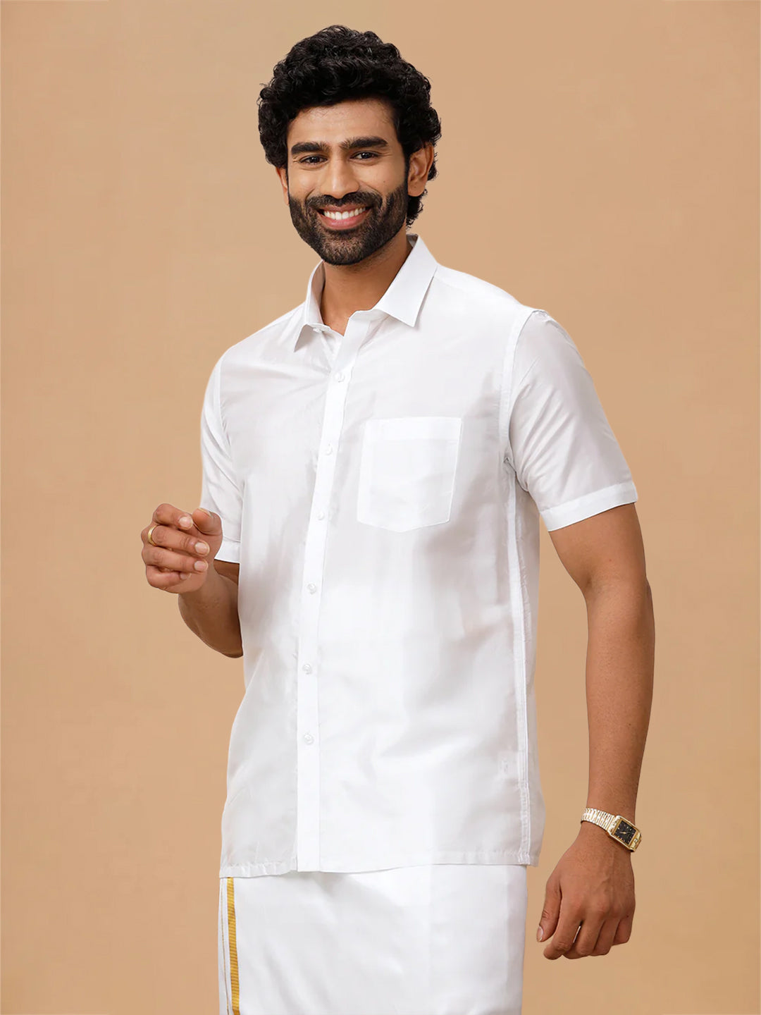 Pure Silk White Shirt – Silk Mark Certified | Wedding Wear