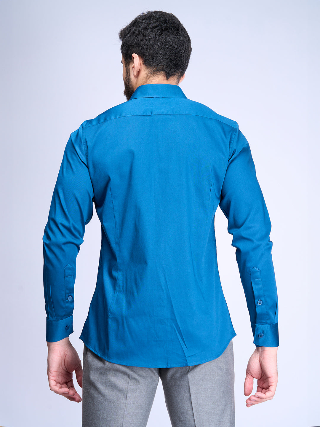 Men Stretch Cotton Shirt Blue FS14