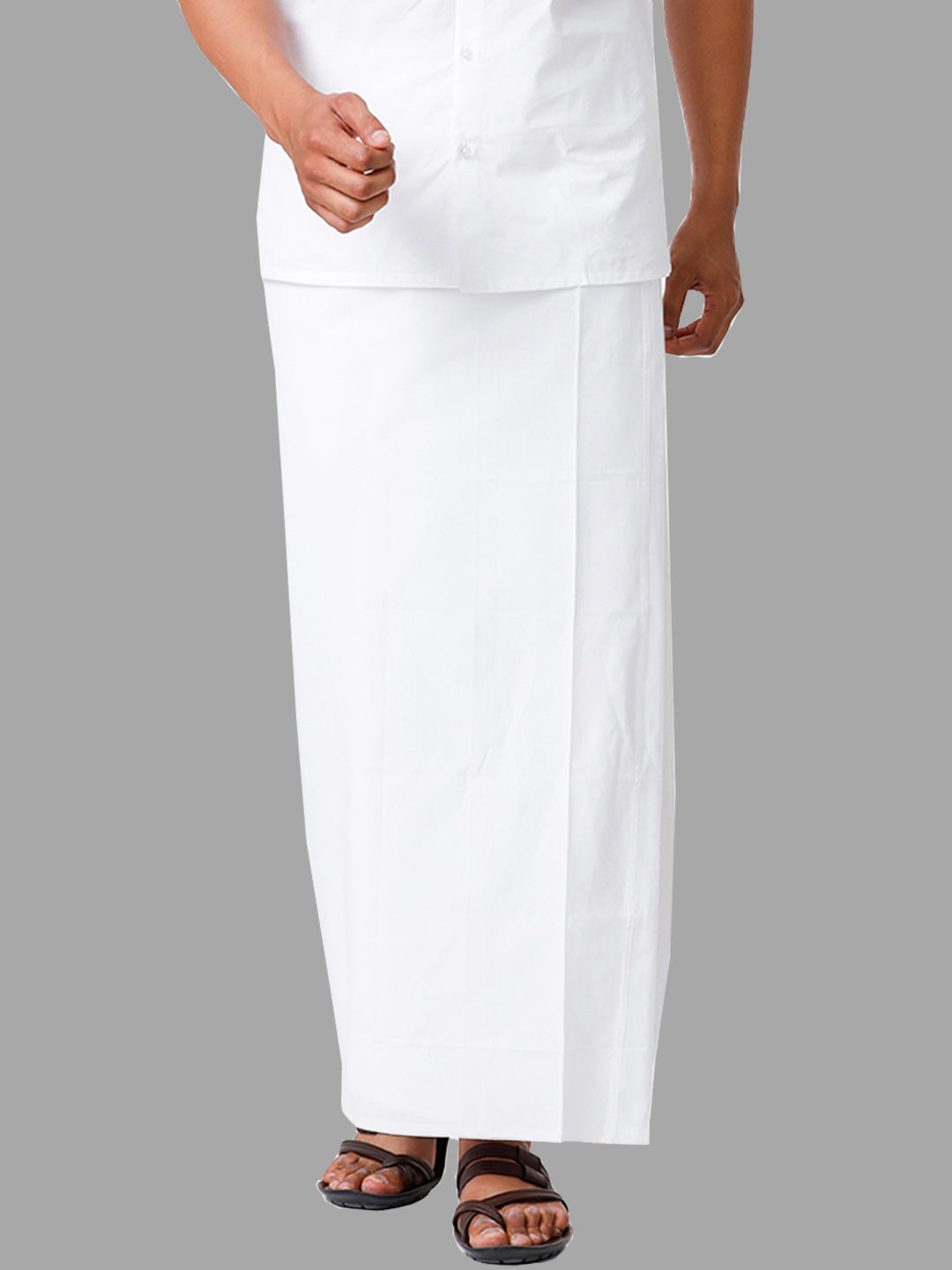 Men White Dhoti with Small Border Paramas (Pack of 3)