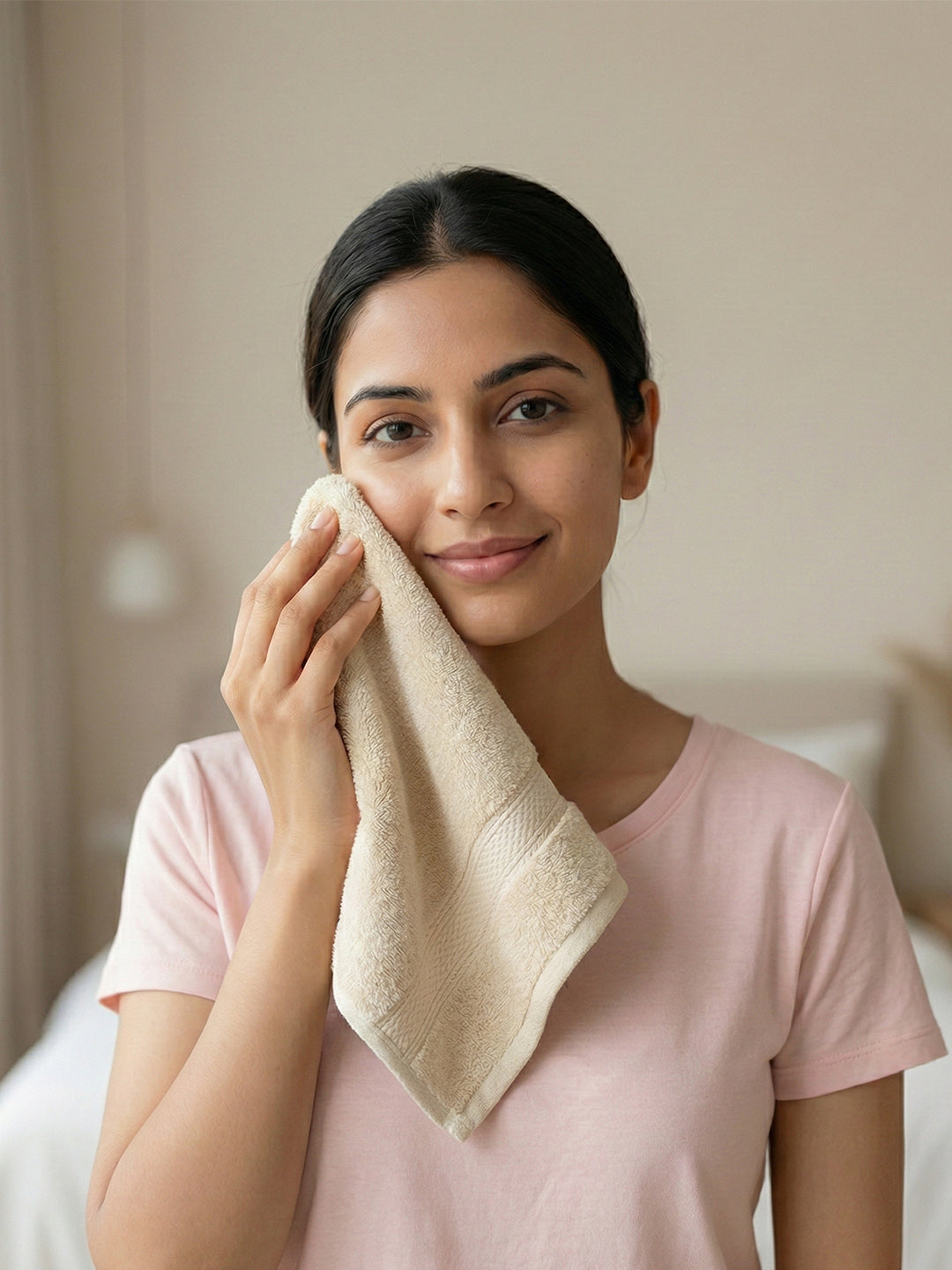 You & Me Premium Soft Terry Cotton Couple Bath, Face & Hand Towels Pearled Ivory (Pack Of 6)