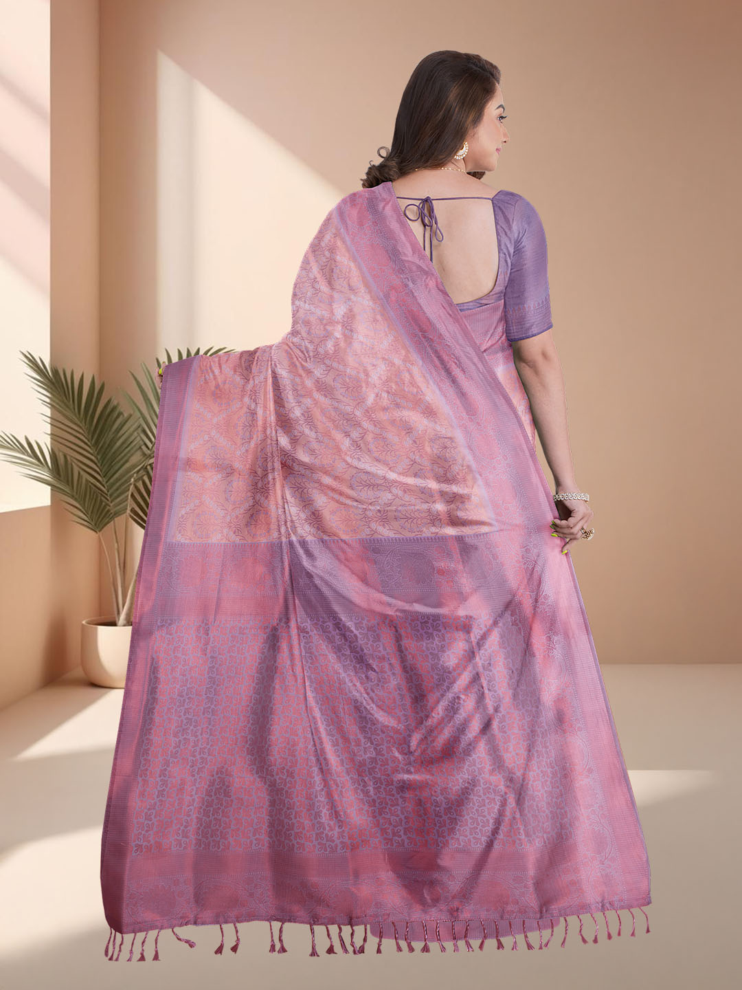 Women Light Purple Art Silk Printed Saree ASS62