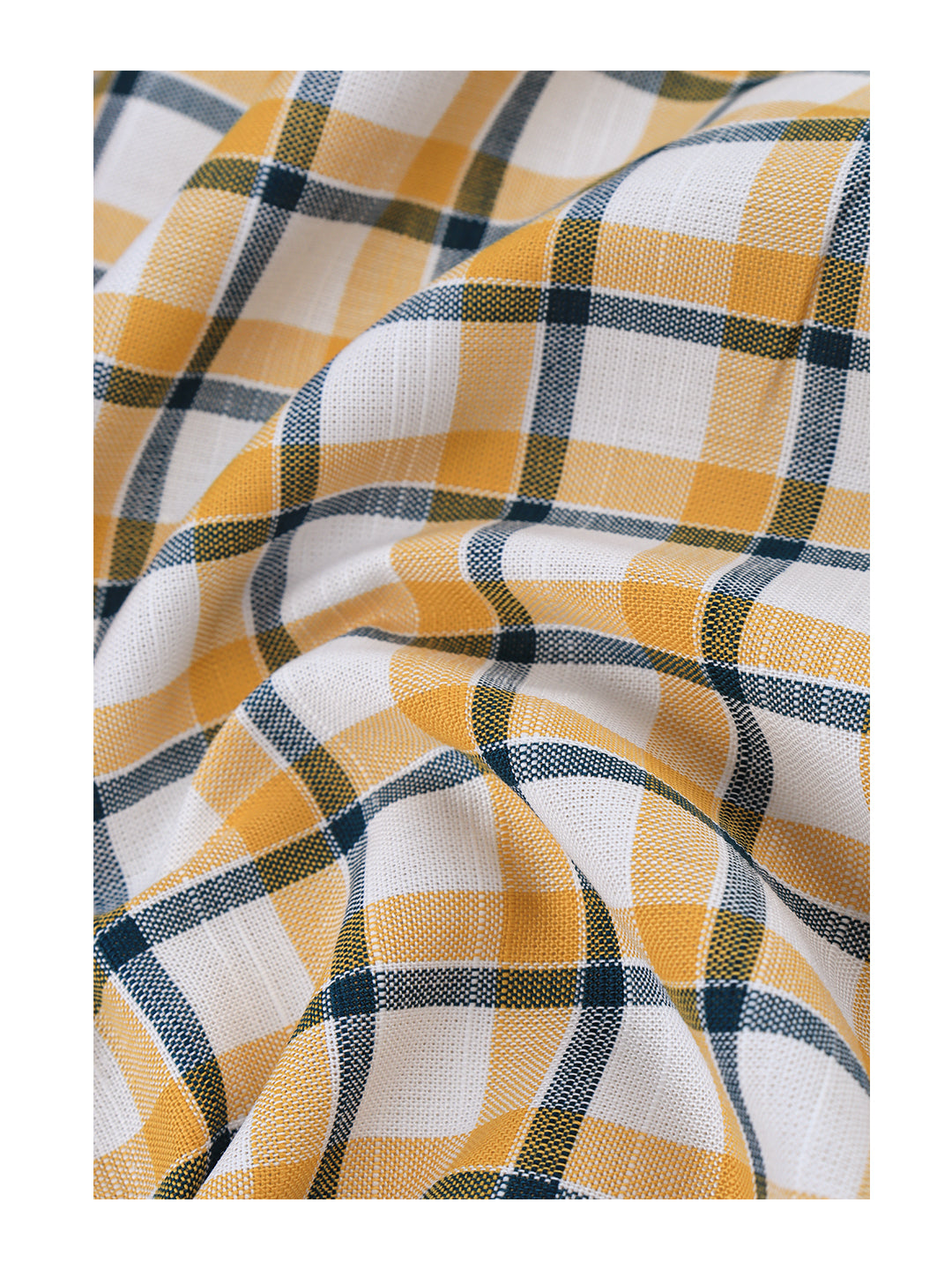 Men 100%Cotton Yellow with White Checked Shirt Fabric Liberty Cotton