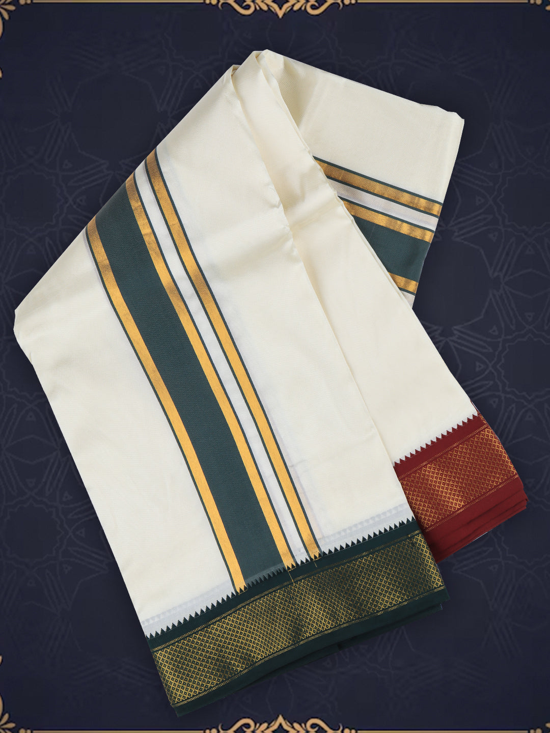 Men Art Silk Cream Panchakacham 9K (8*4)