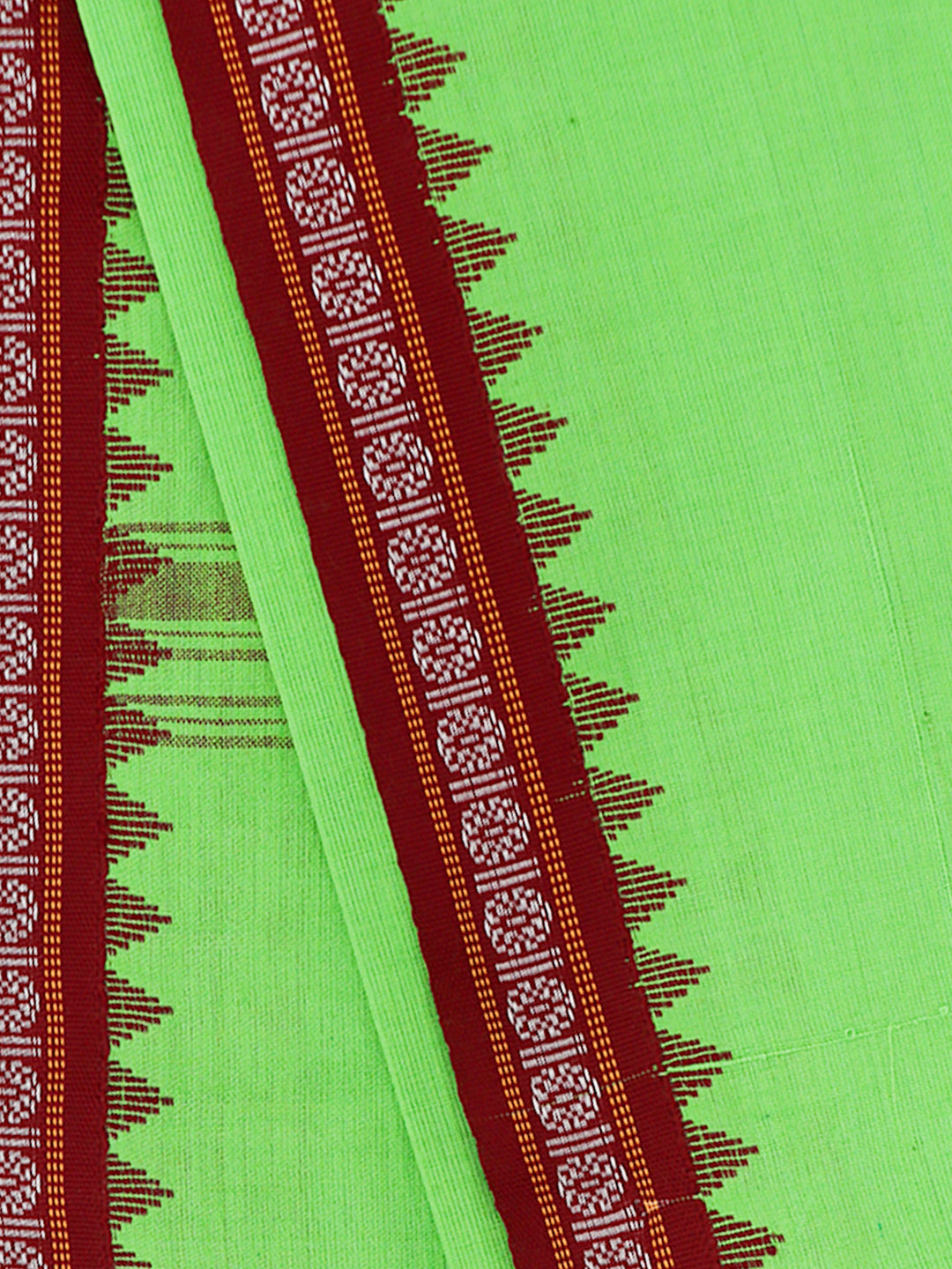Men Fancy Border Angavastram Towel P.Green