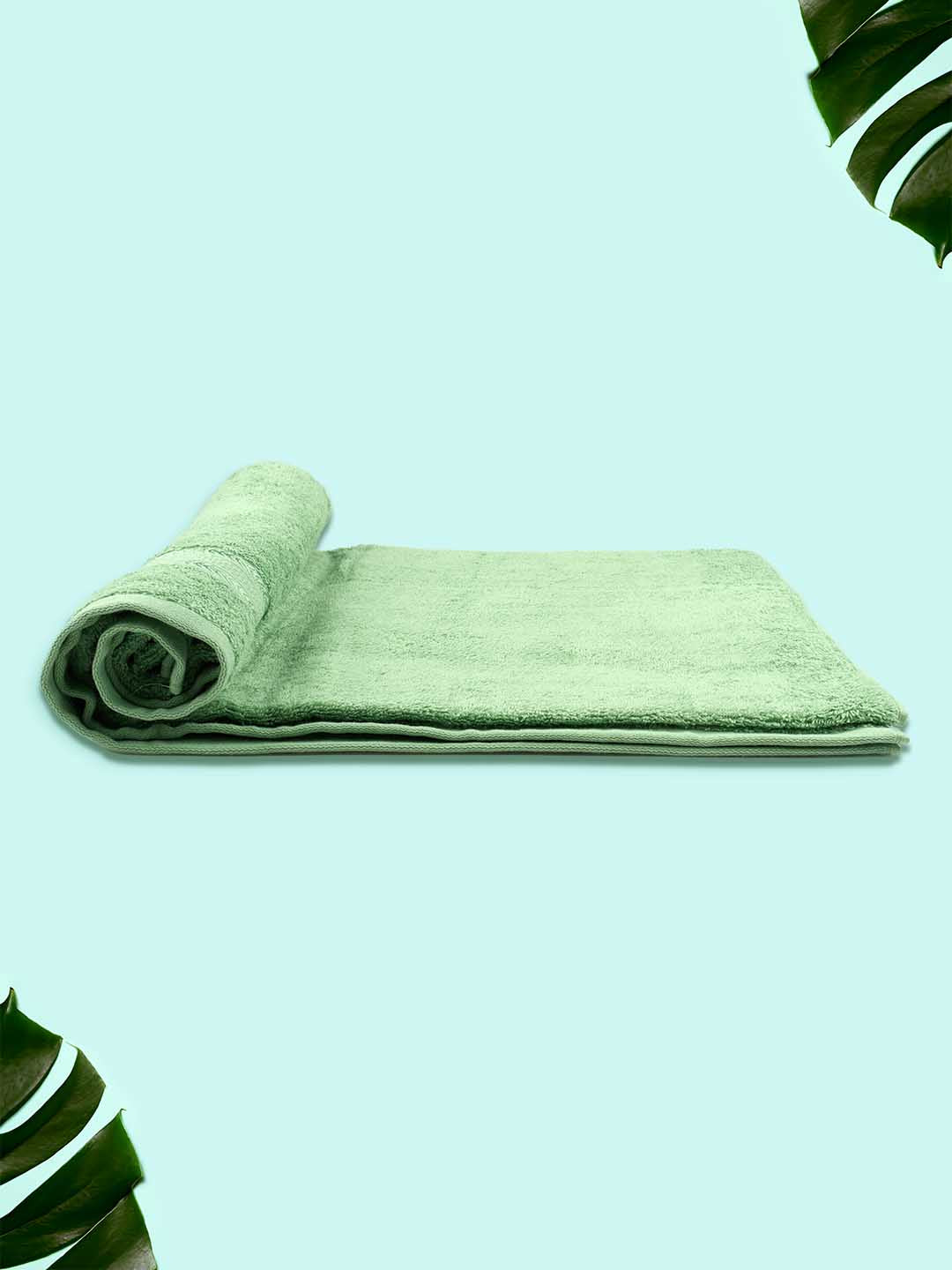 Premium Soft & Absorbent Cotton Bamboo Light Green Terry Bath Towel BC2-View two