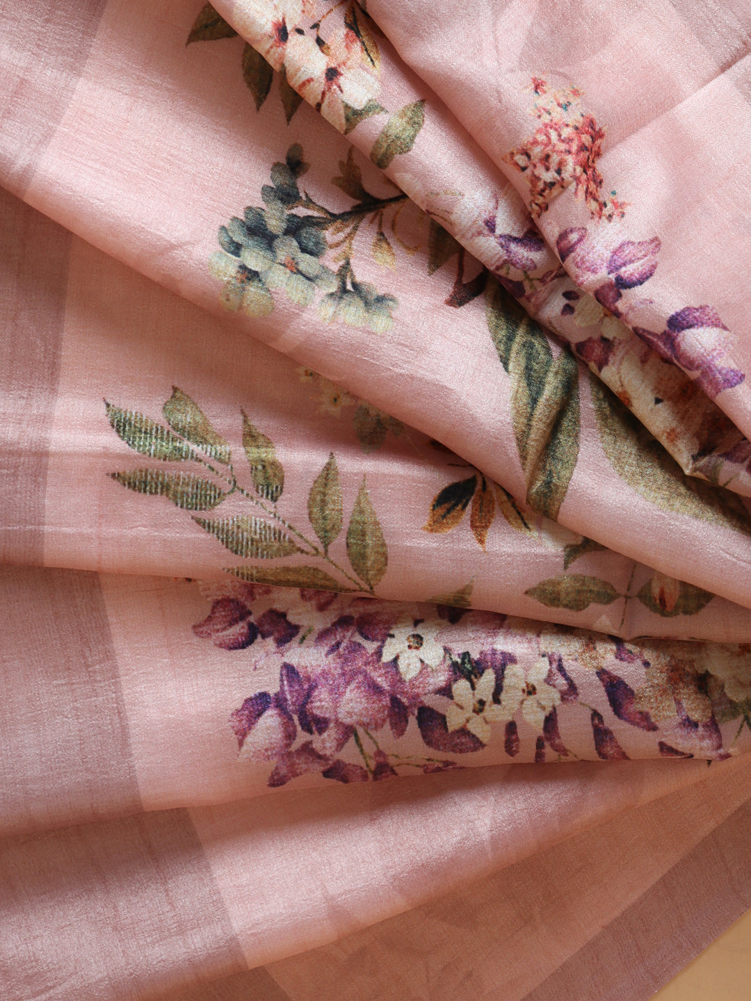Women Peach Semi Tussar Printed Saree ST267