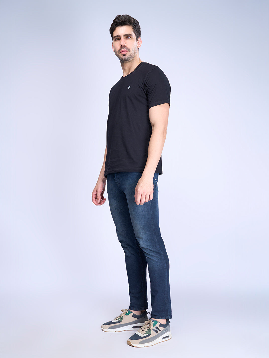 Mens 100% Cotton Black Half Sleeves Expert Tee - ET14