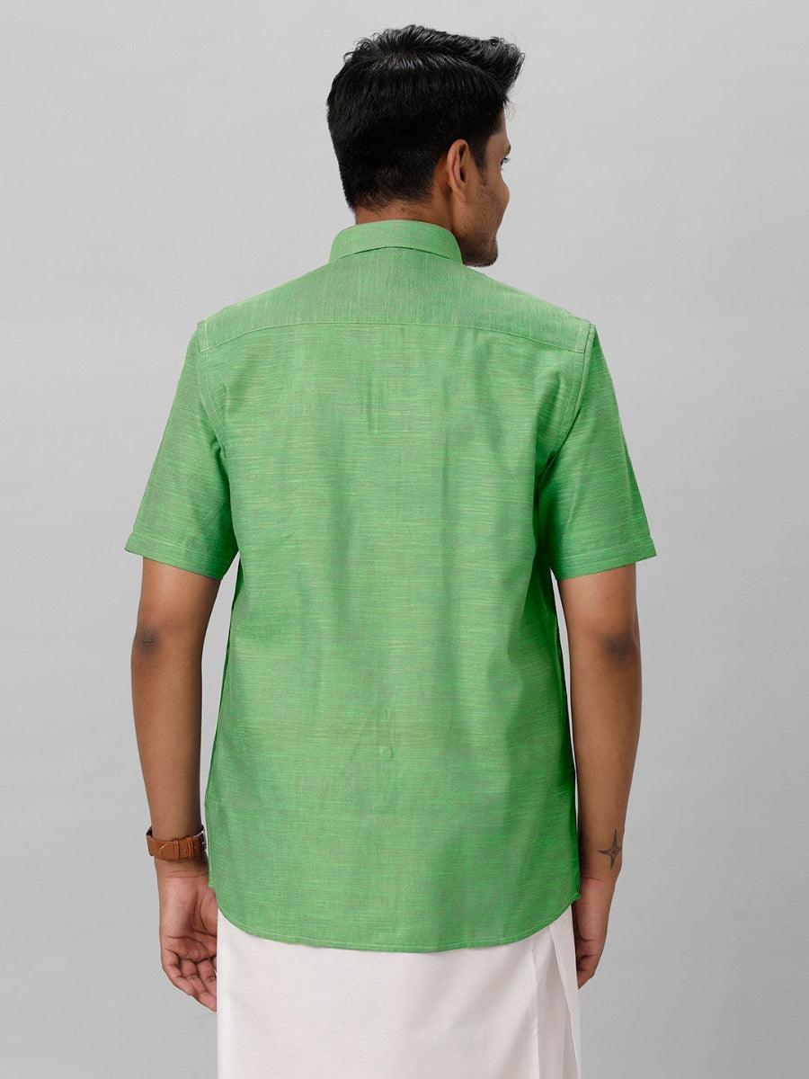 Mens Cotton Formal Green Half Sleeves Shirt T28 TD8
