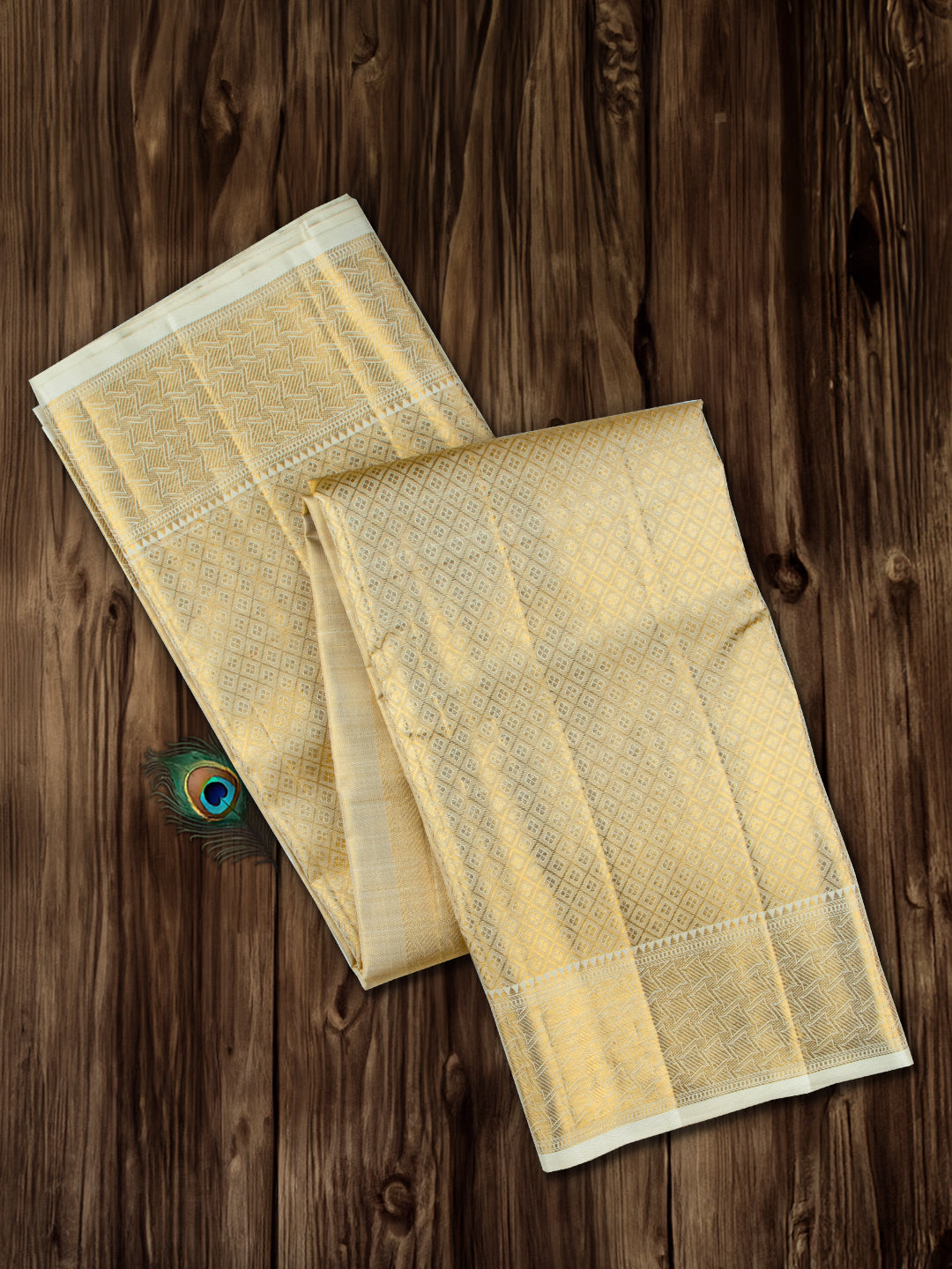 Men 100% Pure Silk Gold Rajdharbar