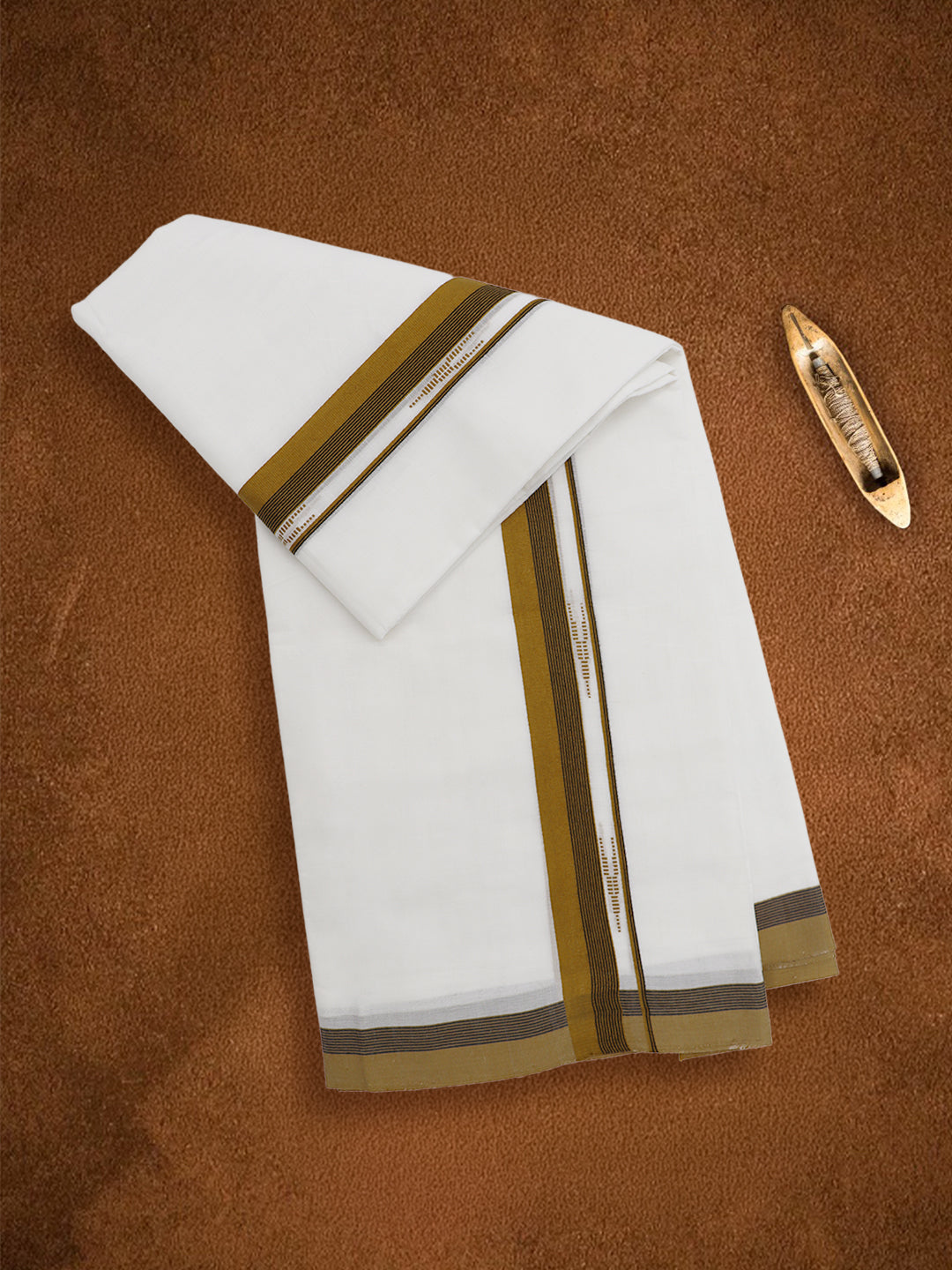 Men Premium Handloom White Dhoti with Fancy Border HLM100