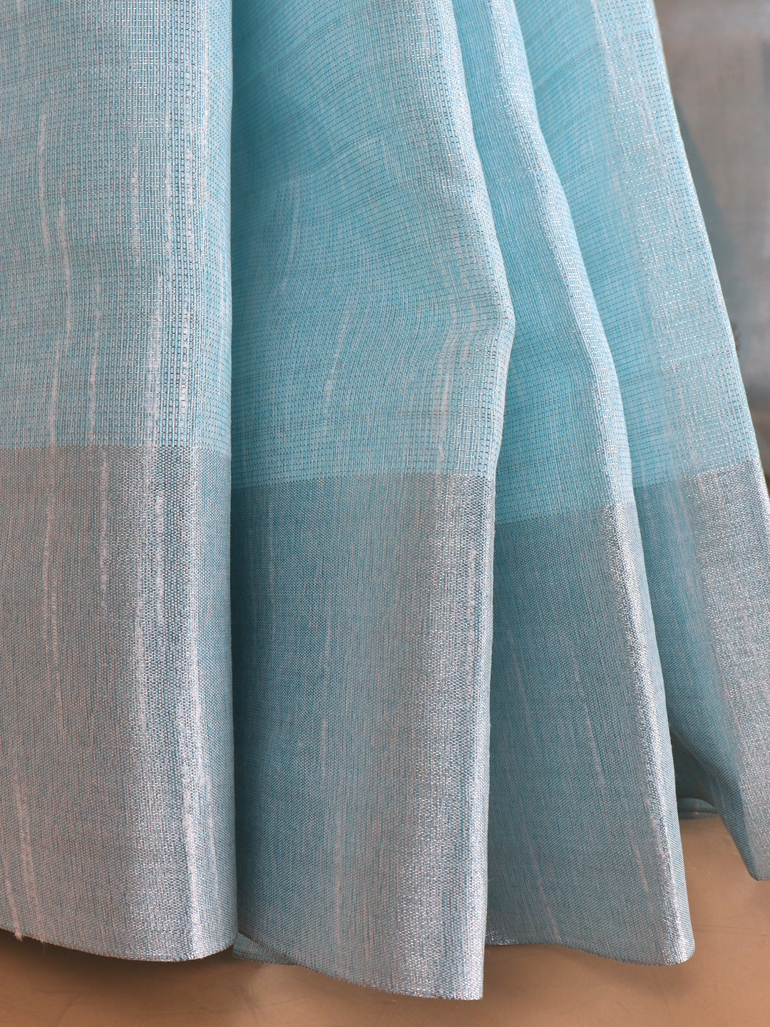 Women Semi Linen Saree Light Blue SL214
