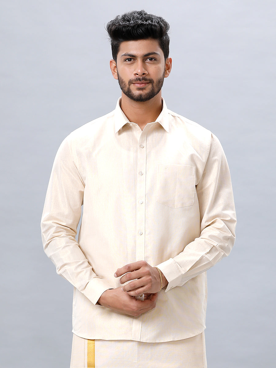 Men Gold Tissue Shirt Sankalpam