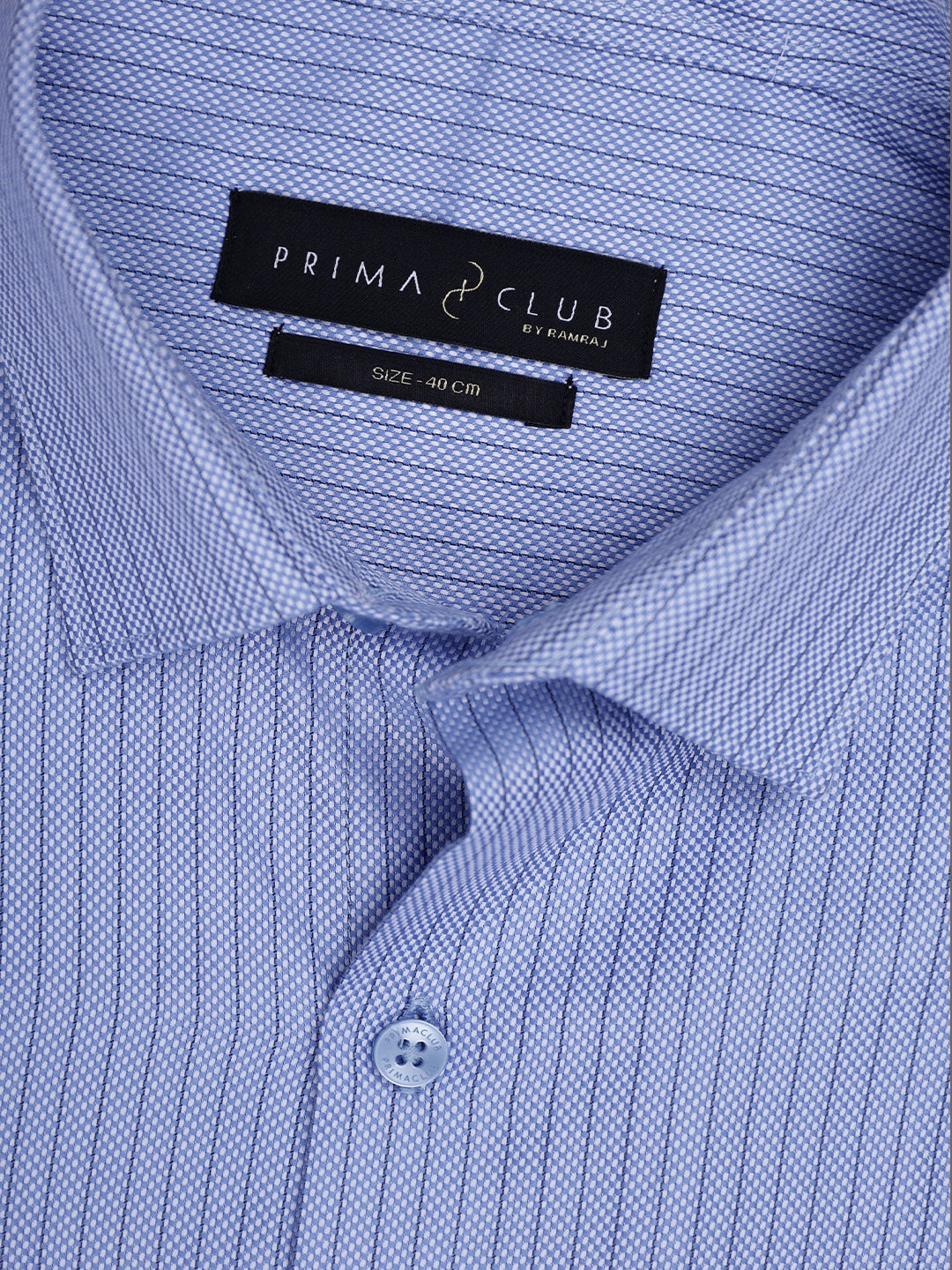 Prima Club Premium Cotton Dobby Light Blue Stripes Regular Fit Shirt SRAY1