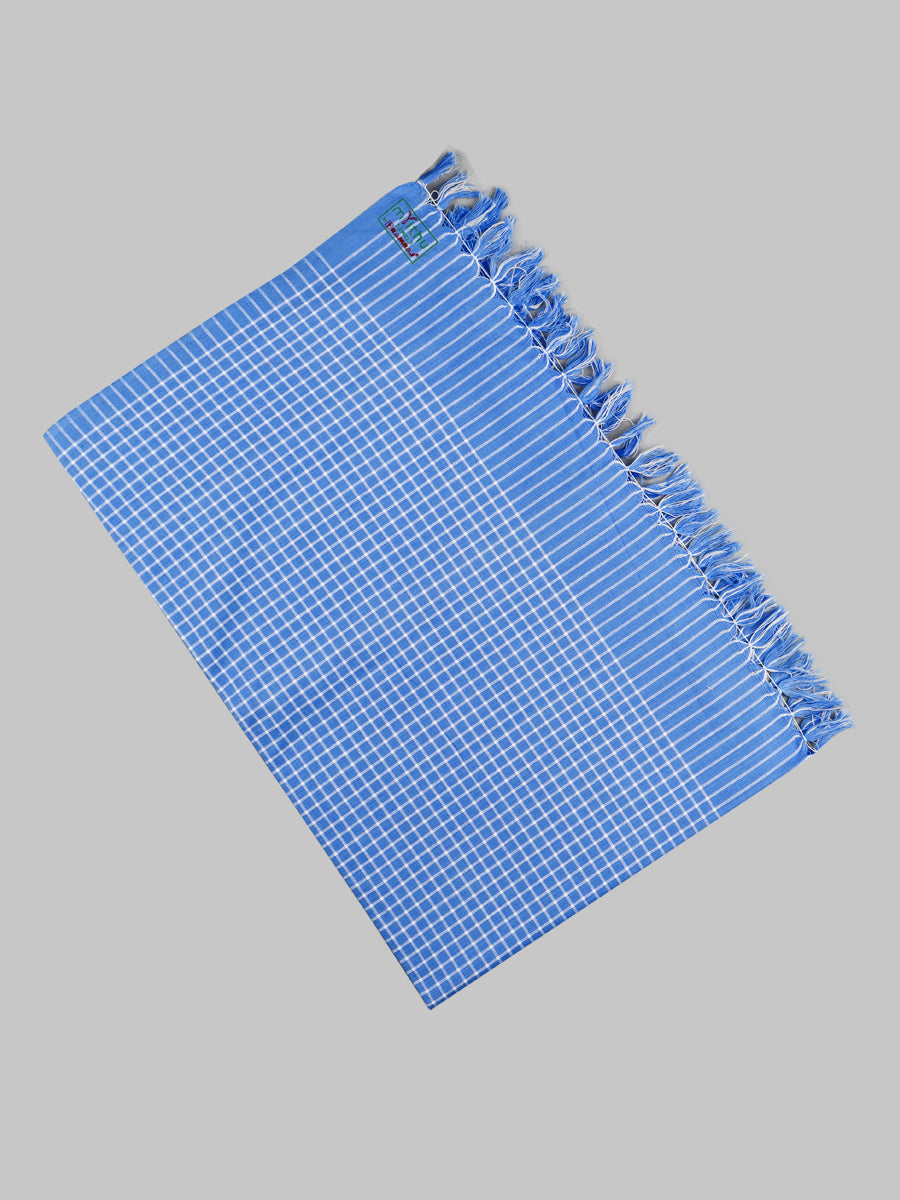 Hero Checked Bath Towel Colour (2 PCs Pack)-Blue