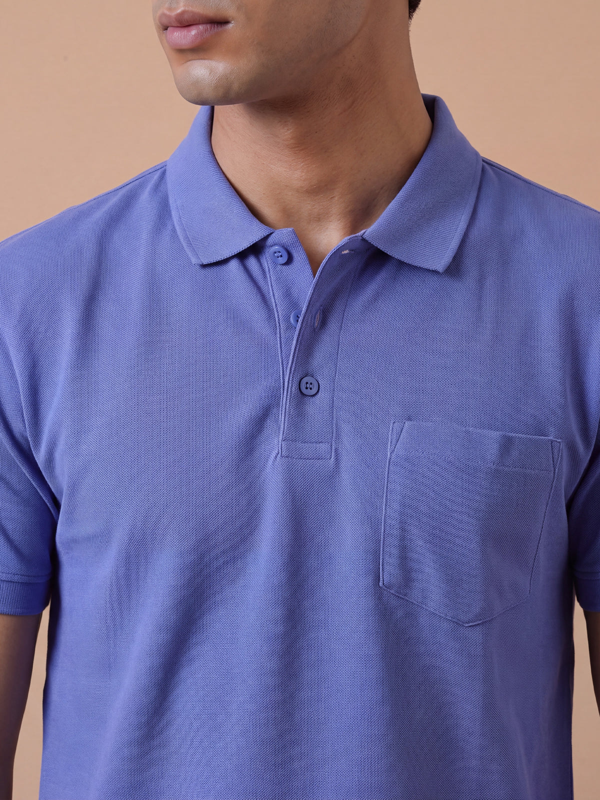 Cotton Rich Pique Polo T-Shirt Pacific Blue