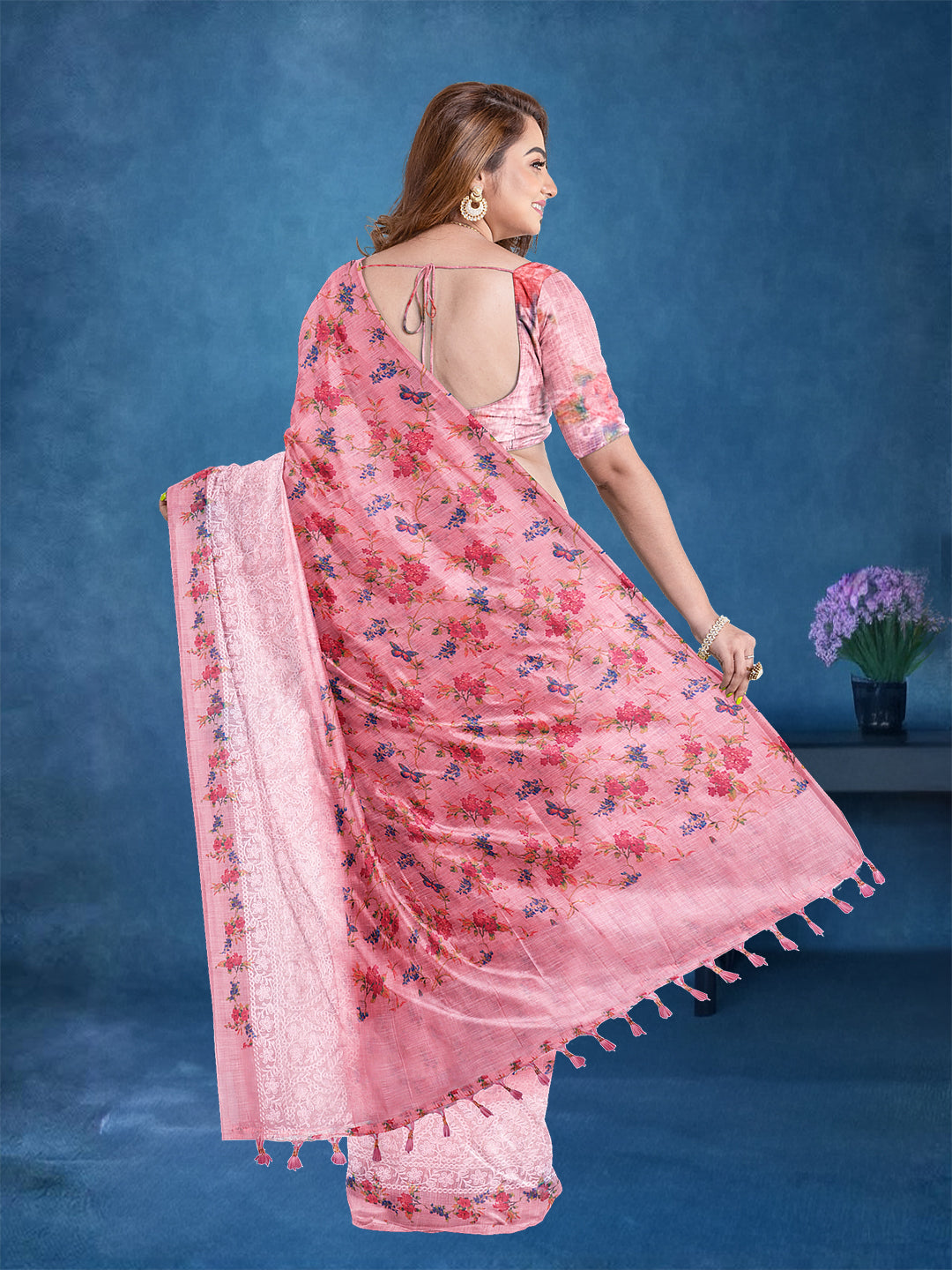 Couple Combo Shirt & Dhoti Set with Saree Pink SL211
