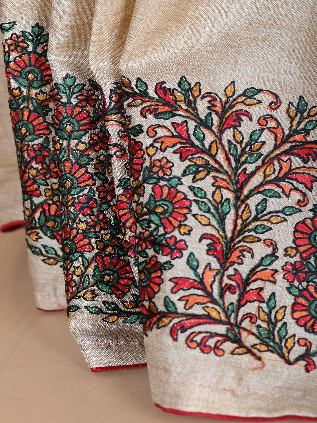 Women Dark Sandal Semi Tussar Saree ST269