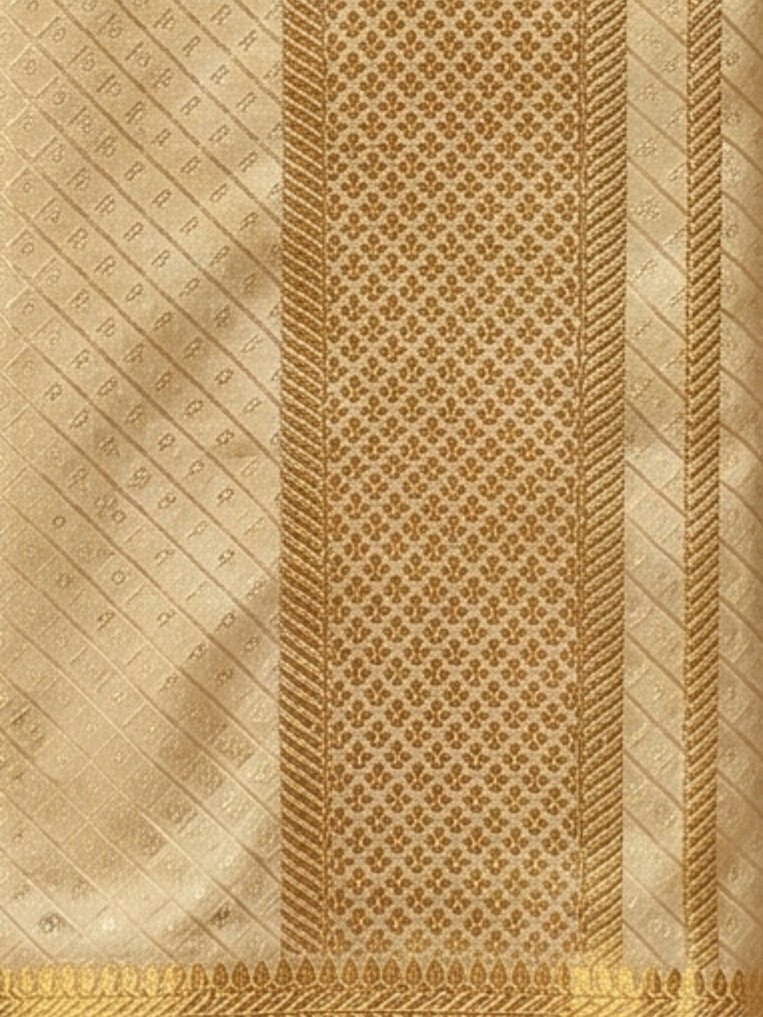 Art Silk Gold Jacquard Design Shirt Dhoti & Towel Set - DGJD1