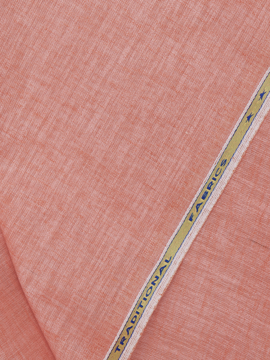 Cotton Blend Orange Kurtha Self Design Fabric Lampus