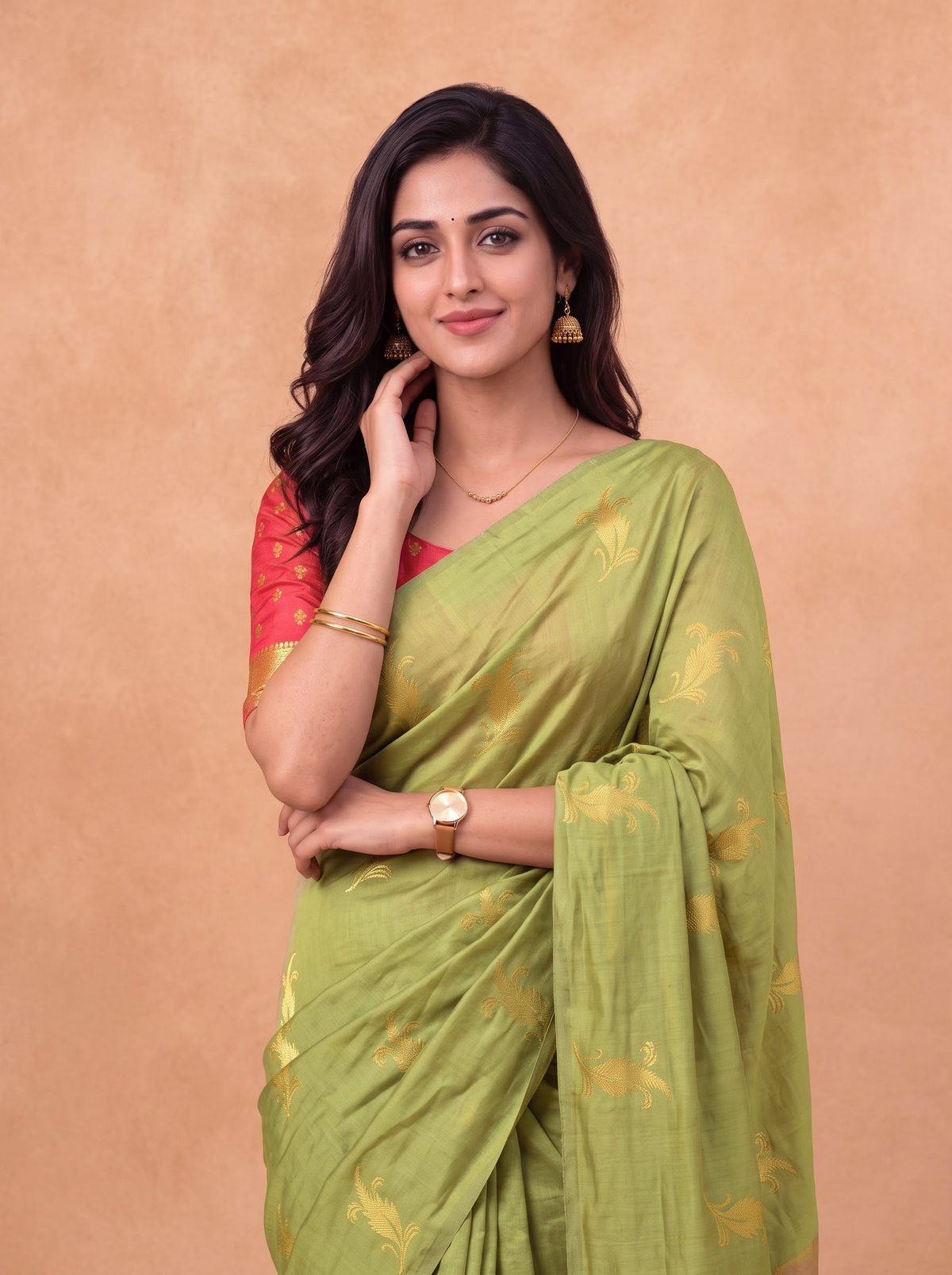 Couple Combo Shirt & Dhoti Set with Saree Green SS527