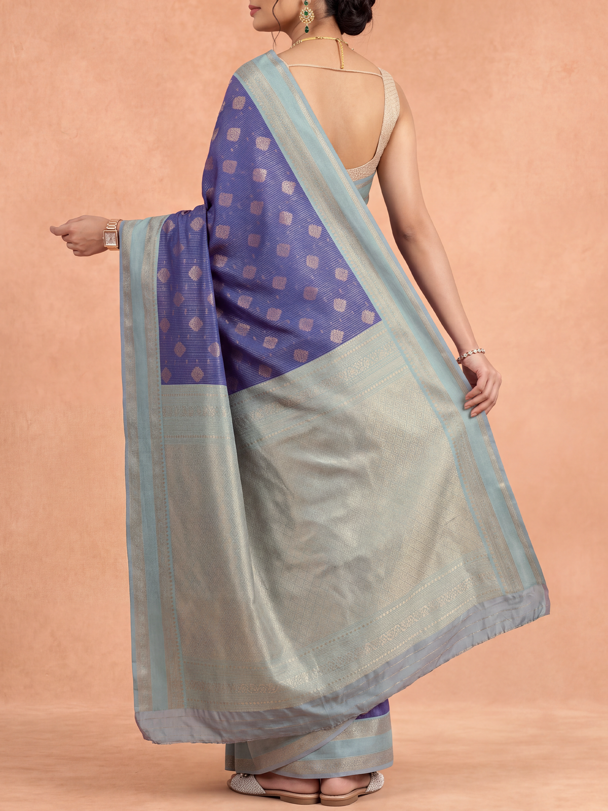 Women Art Silk Dark Blue with Sky Blue Saree ASS157