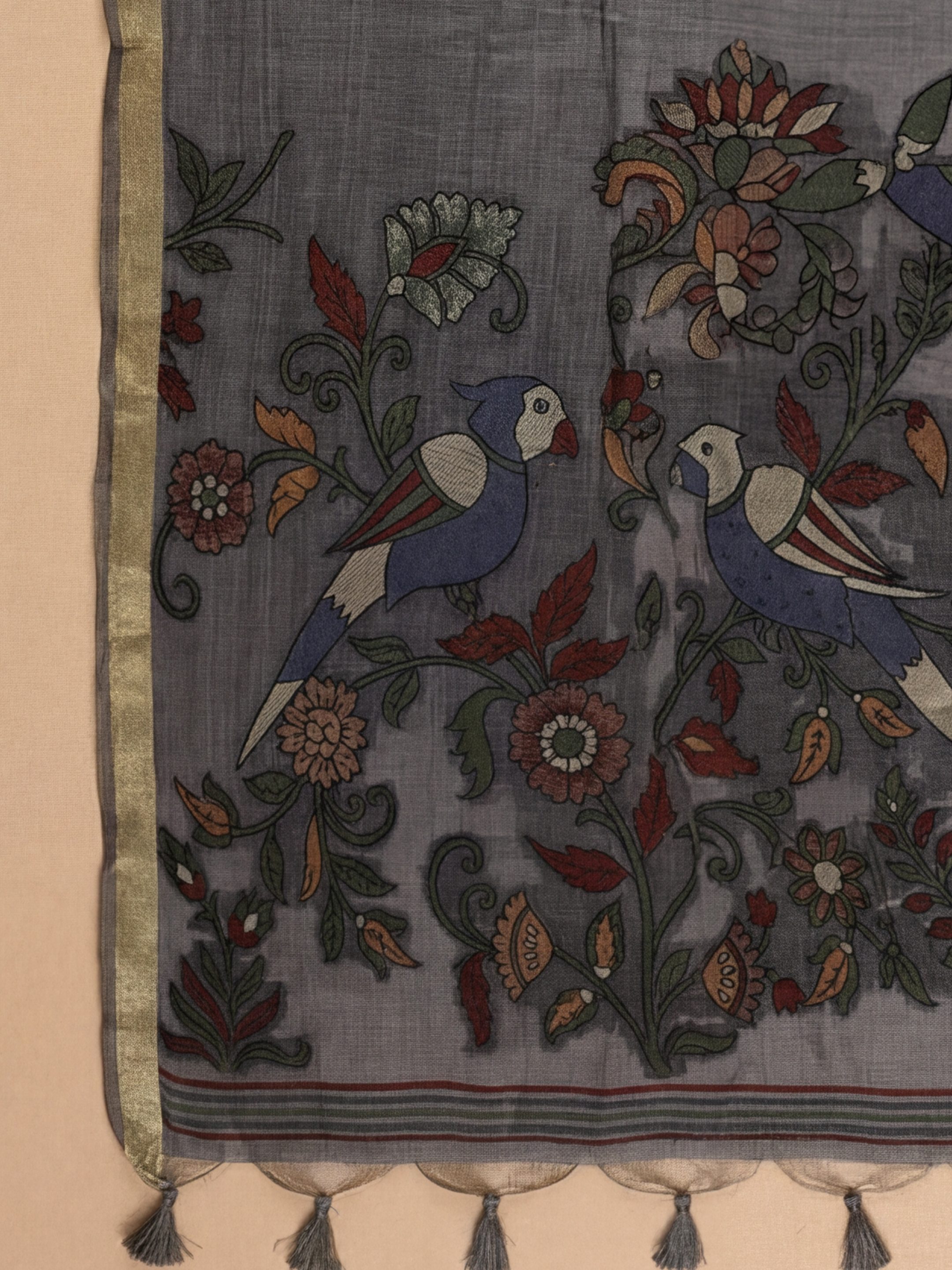 Women Pure Cotton Printed Grey Saree PCS268