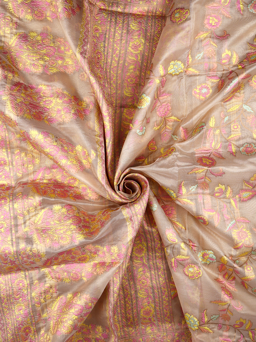 Women Stylish Flower Printed Semi Silk Sandal Saree with Tussle SS76