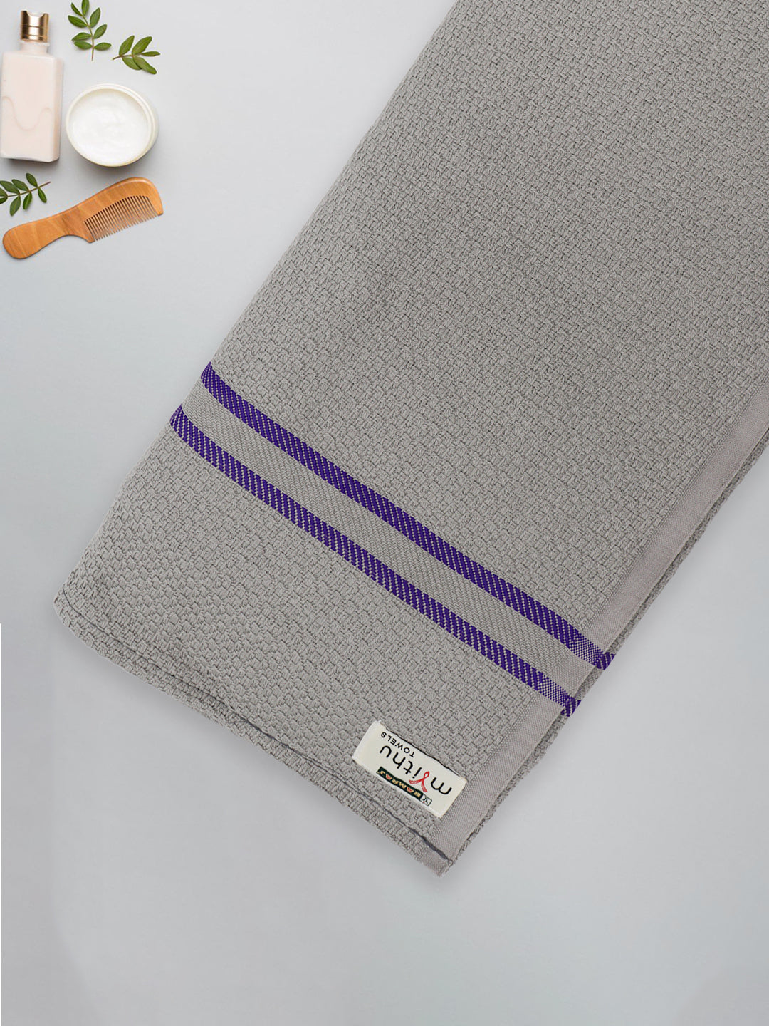 100% Cotton Self Designed Bath Towel Grey Magnus MCS06