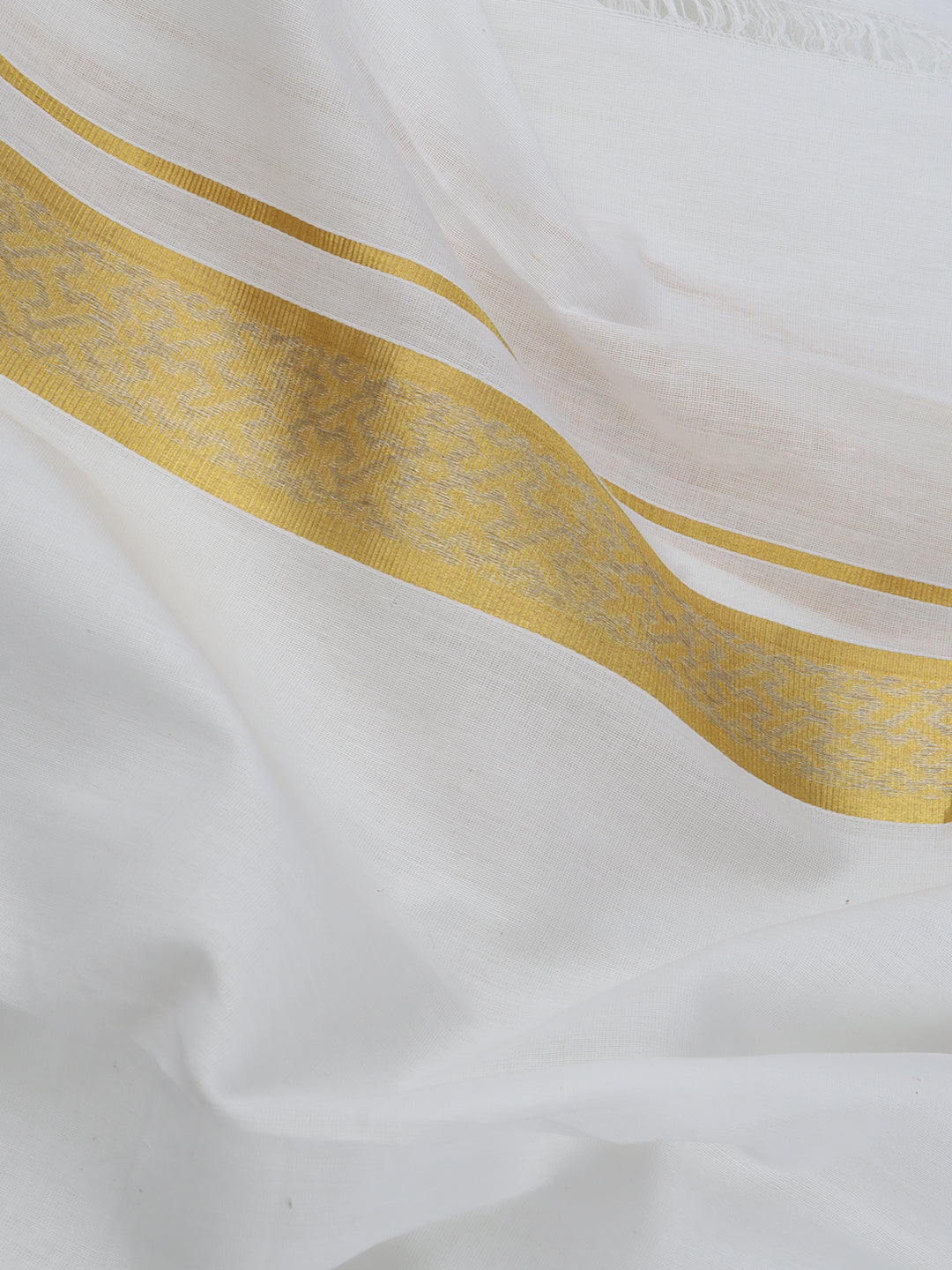 Mens Premium Handloom Dhoti Gold & Silver Jari Border HLM10