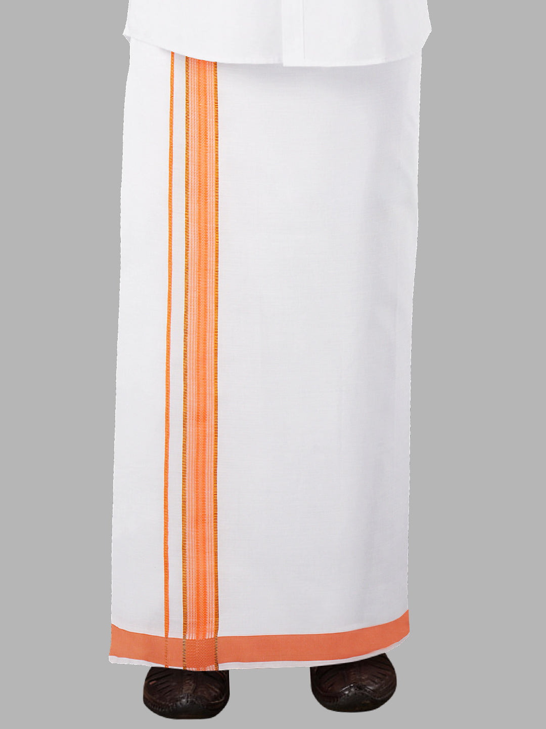 Men Orange Adjustable Pocket Dhoti with Fancy Border GACJ19