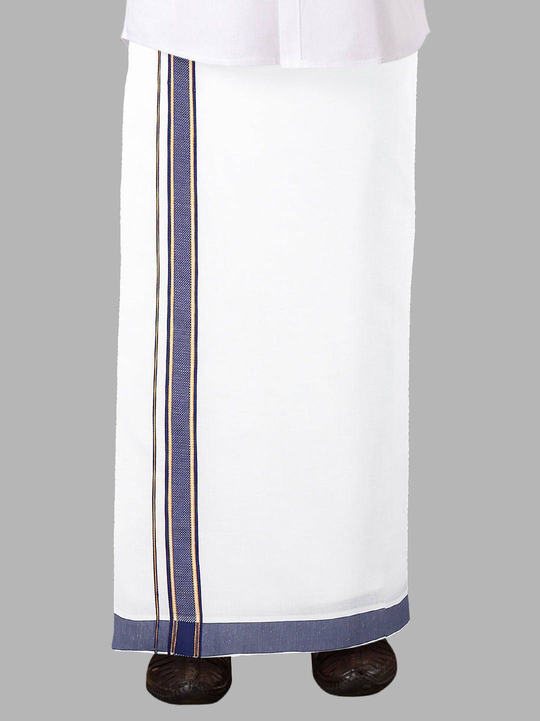 Men Blue Adjustable Pocket Dhoti with Fancy Border GACJ26