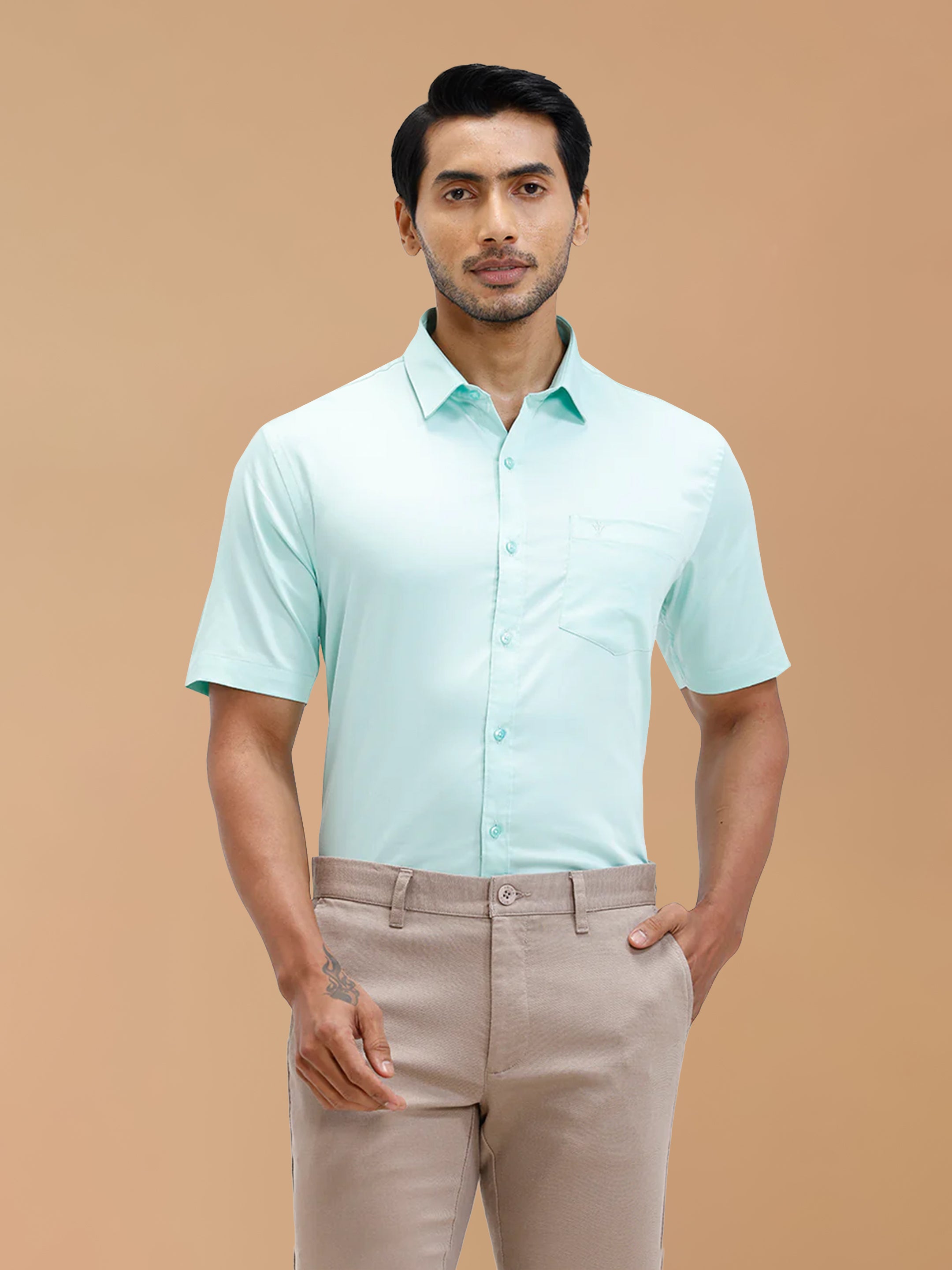Cotton Rich Snowmint Green Regular Fit Shirt T53 ACT10