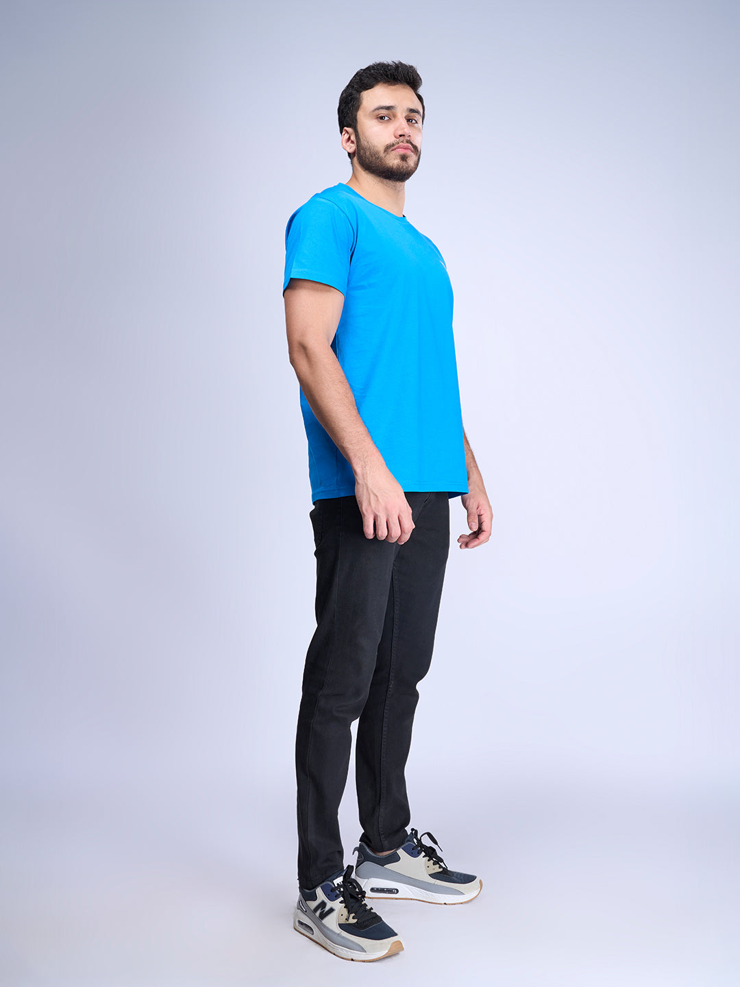 Men Cotton Blue Half Sleeves Expert Tee ET18