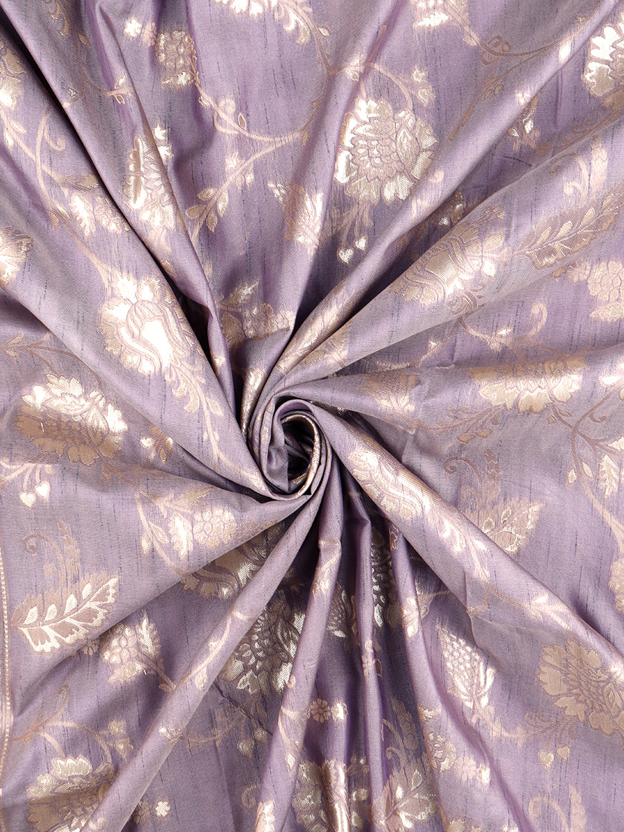 Women Stylish Flower Design Semi Silk Lavender Saree with Jari Border SS74
