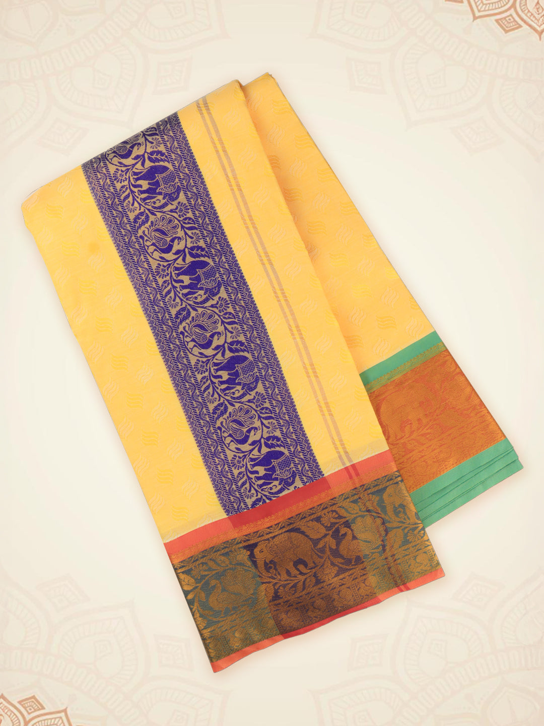 Men Art Silk Panchakacham Yellow Bheeshmar(9+5) BM03