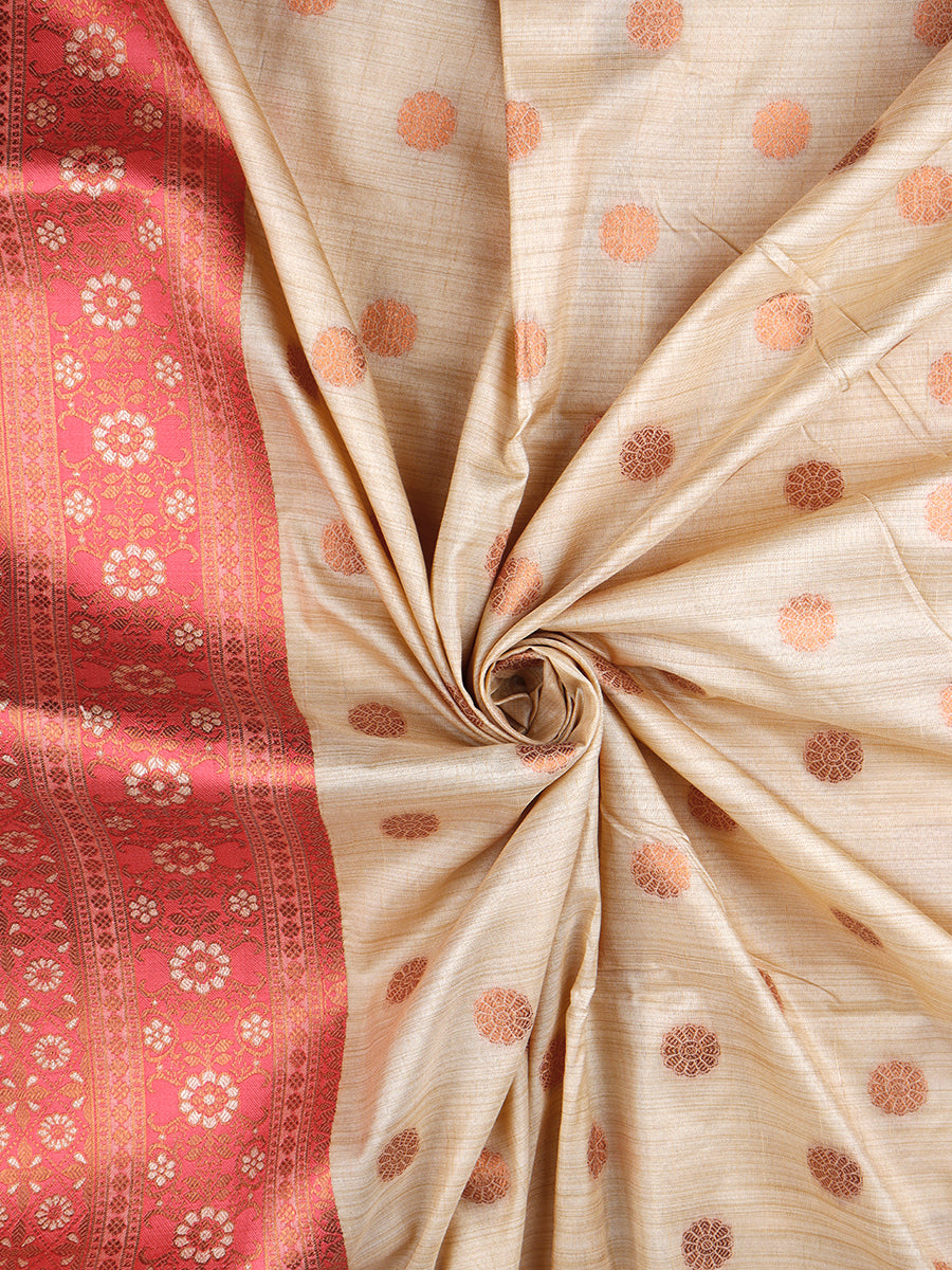 Women Stylish Semi Silk Sandal Saree with Pink Border SS81