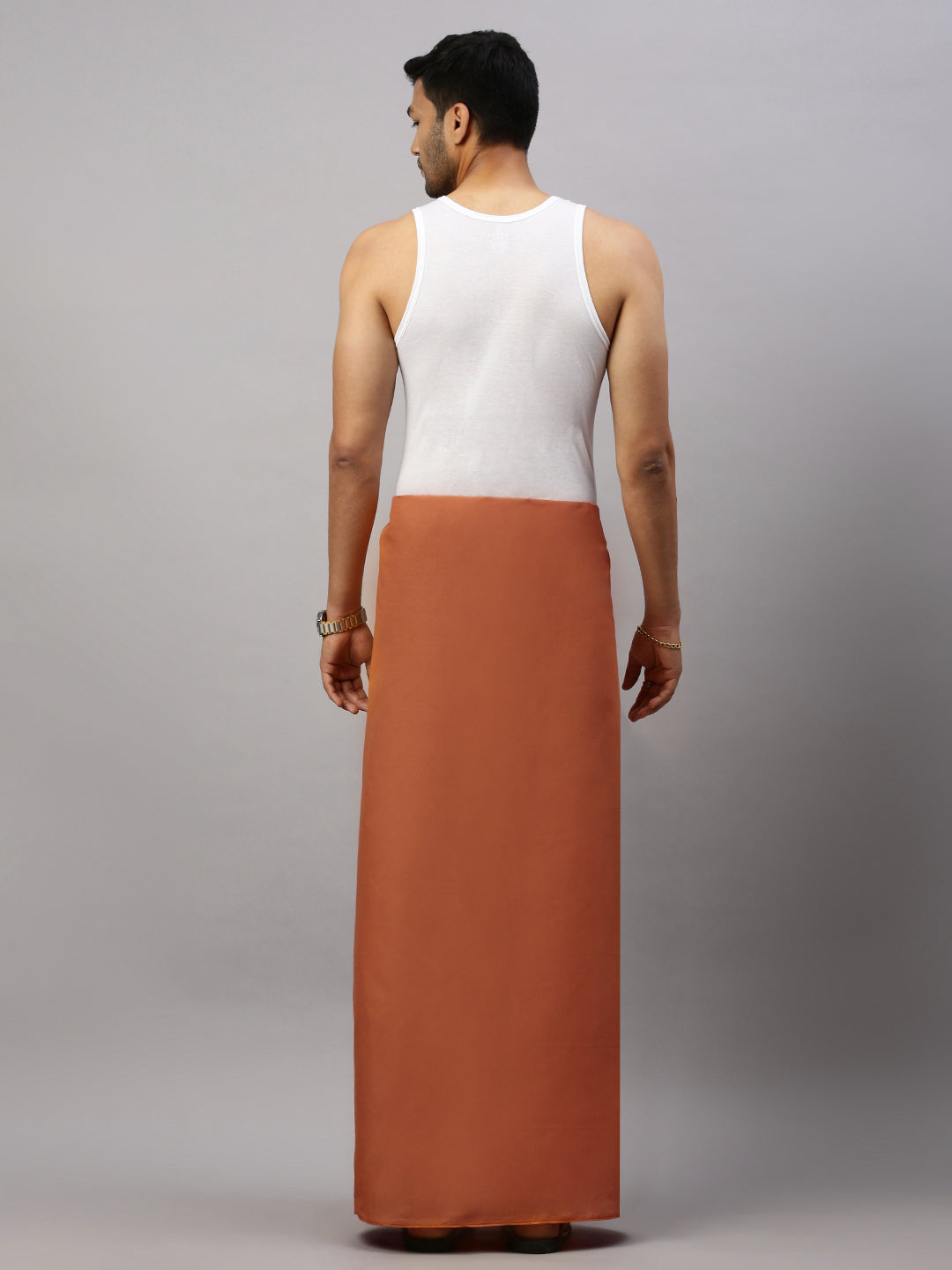 Mens Assorted border Kavi color Dhoti - Sudhan Dark Kavi