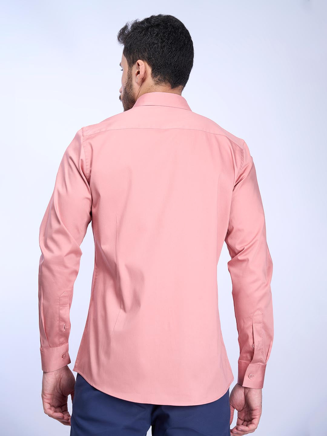 Mens Slim Fit Peach Full Sleeves Shirt