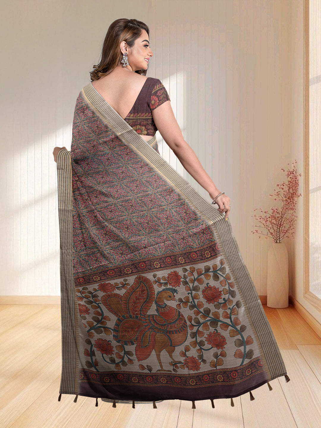 Women Multi Colour Tissue Printed Saree TS39