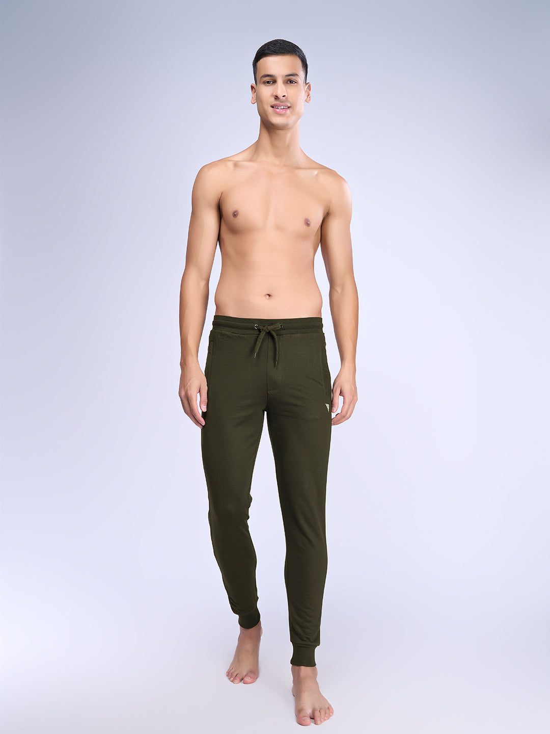 Men Combed Cotton Rich Jogger with Side Pockets Olive Green EJ6
