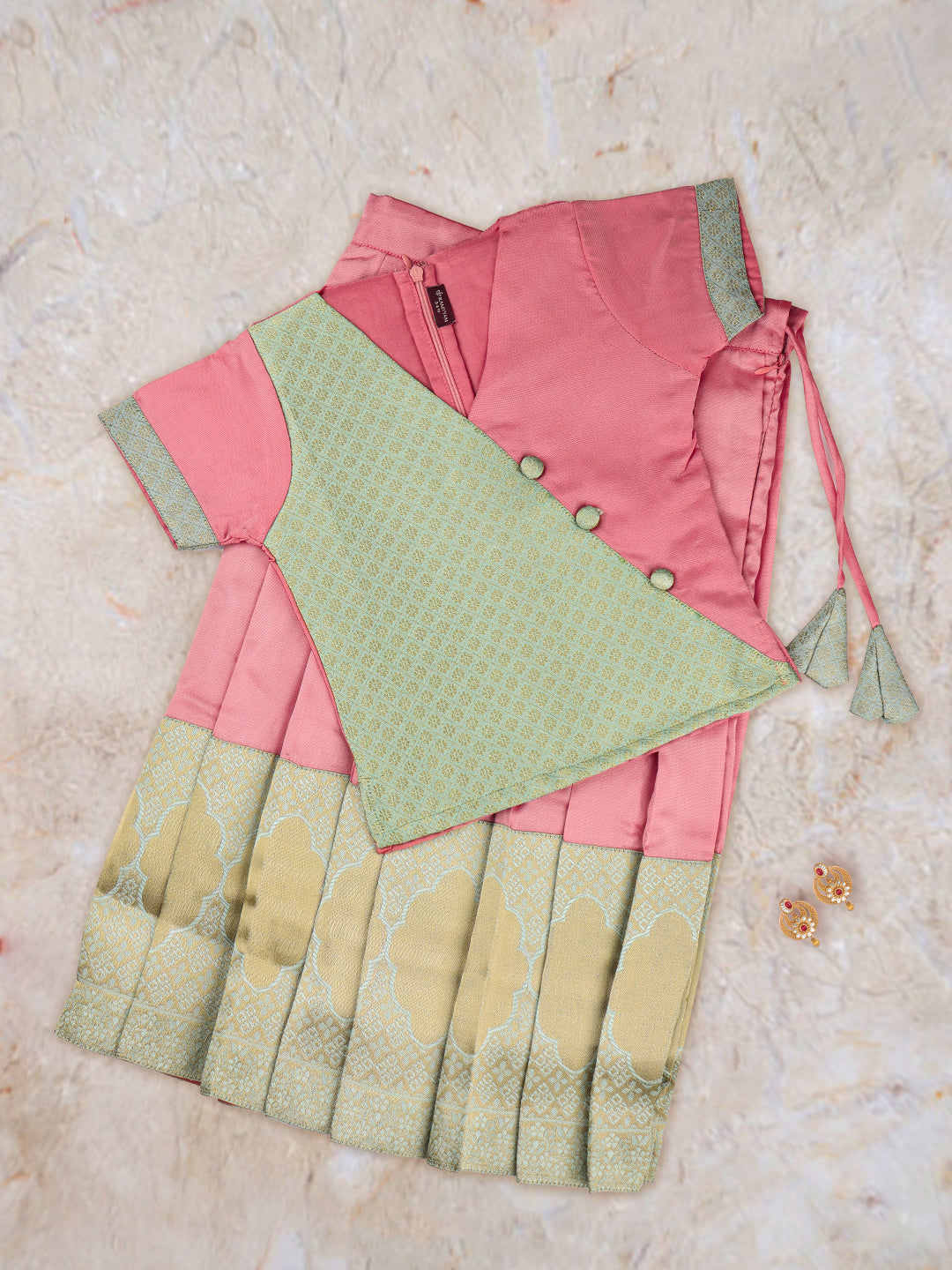 Girls Skirt Set Pink with Green GPS11