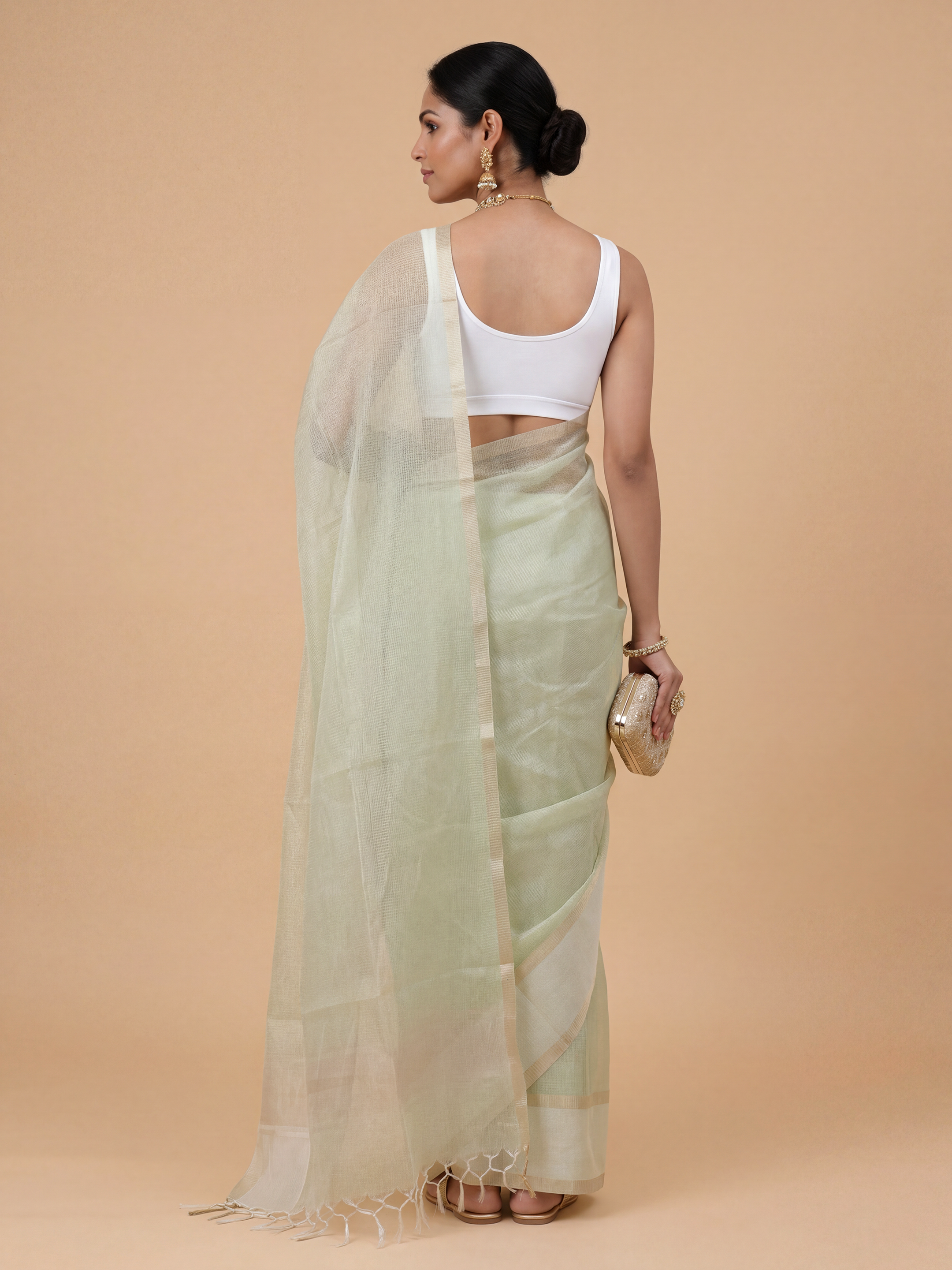 Women Art Silk Pista Green Saree ASS132