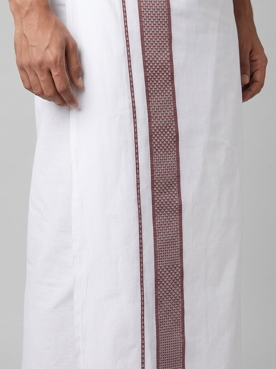 Men Purple Matching Border Dhoti With Printed Shirt Set Windsor HNJ4